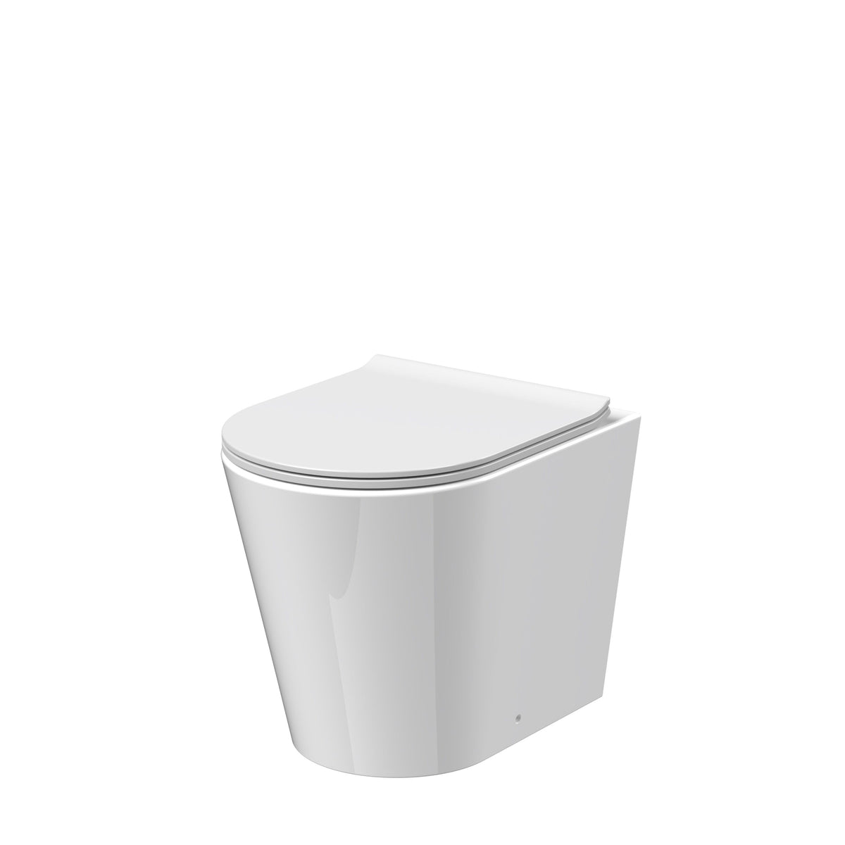 Fenton Round Rimless Back to Wall Toilet Pan With Soft Close Seat