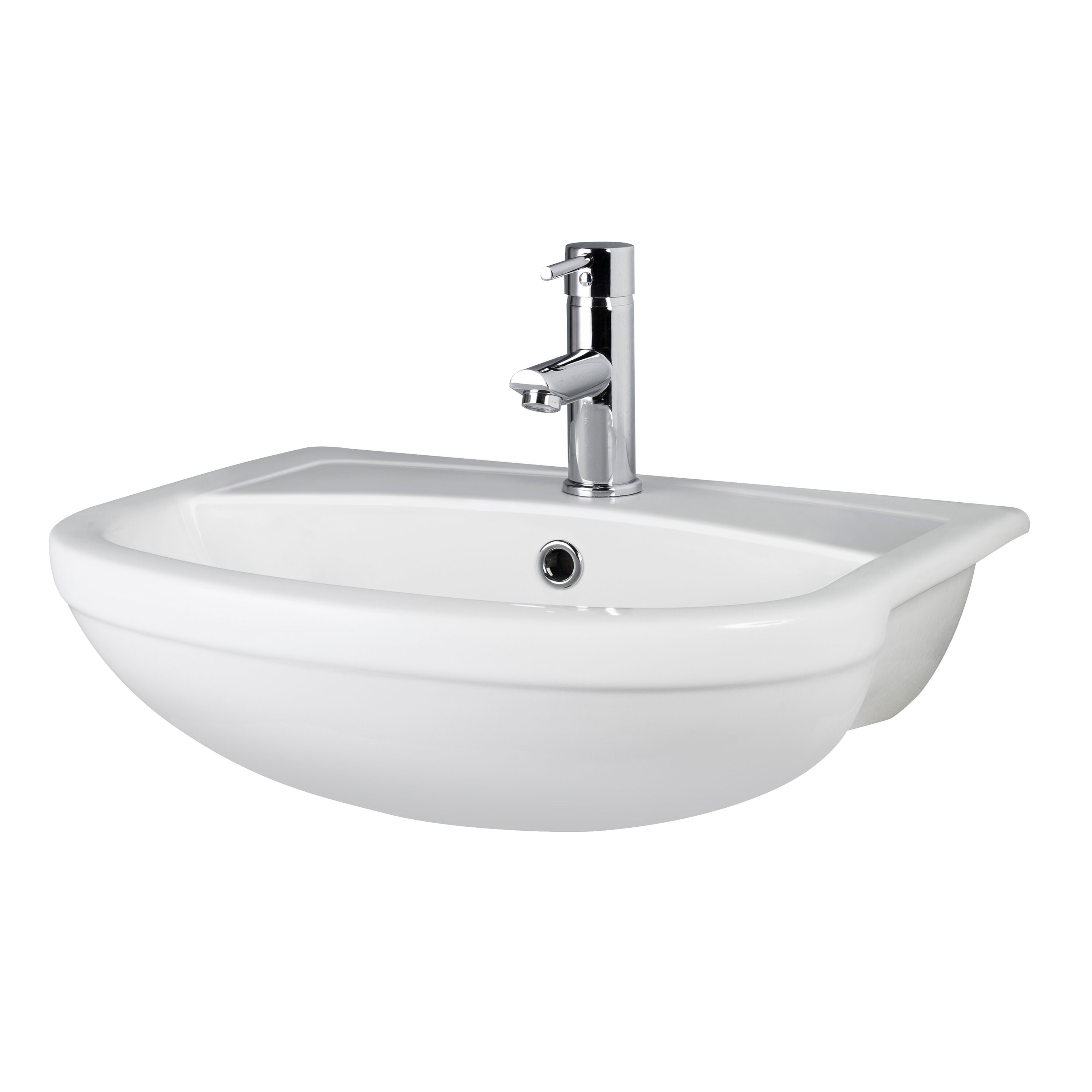 Hudson Reed Harmony 500mm 1 Tap Hole Ceramic Semi-Recessed Basin