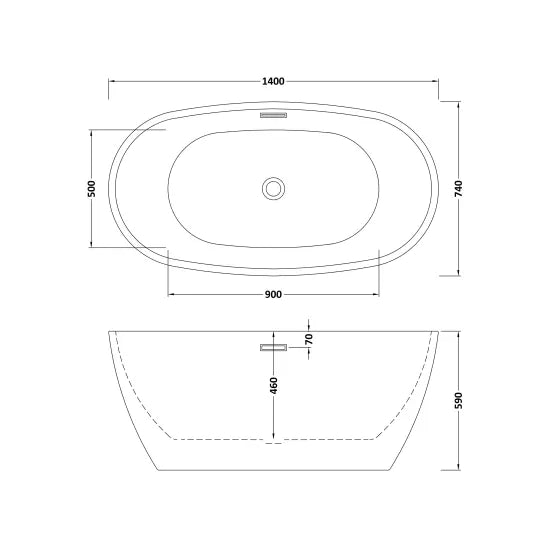 Pendulum 1400mm Freestanding Bath | Pure Trade Bathrooms