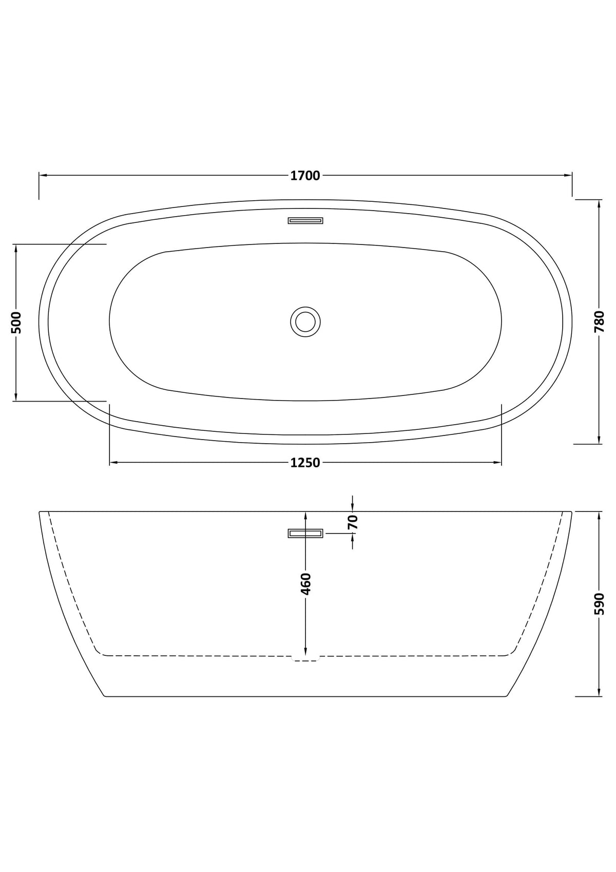 Pendulum 1700mm Freestanding Bath | Pure Trade Bathrooms