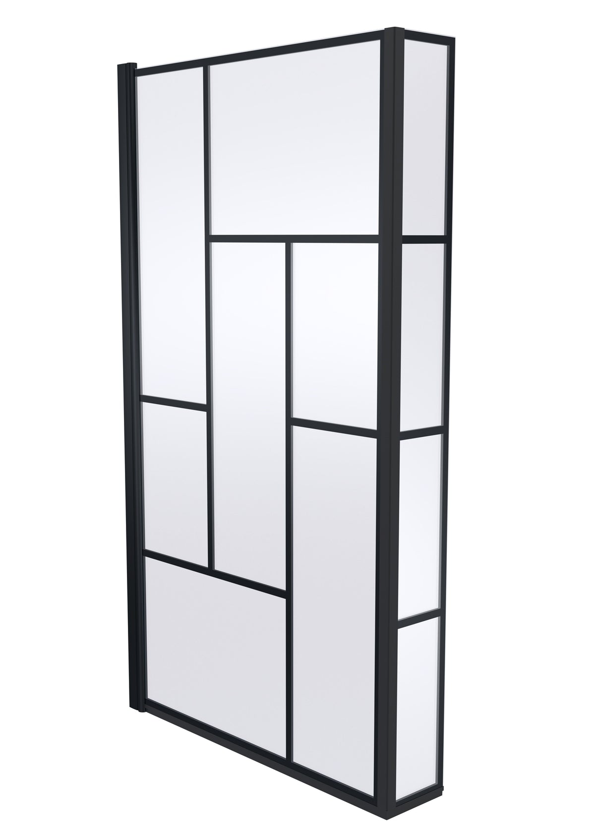 Nuie 800mm L Shape Abstract Matrix Hinged Bath Screen With Fixed Return