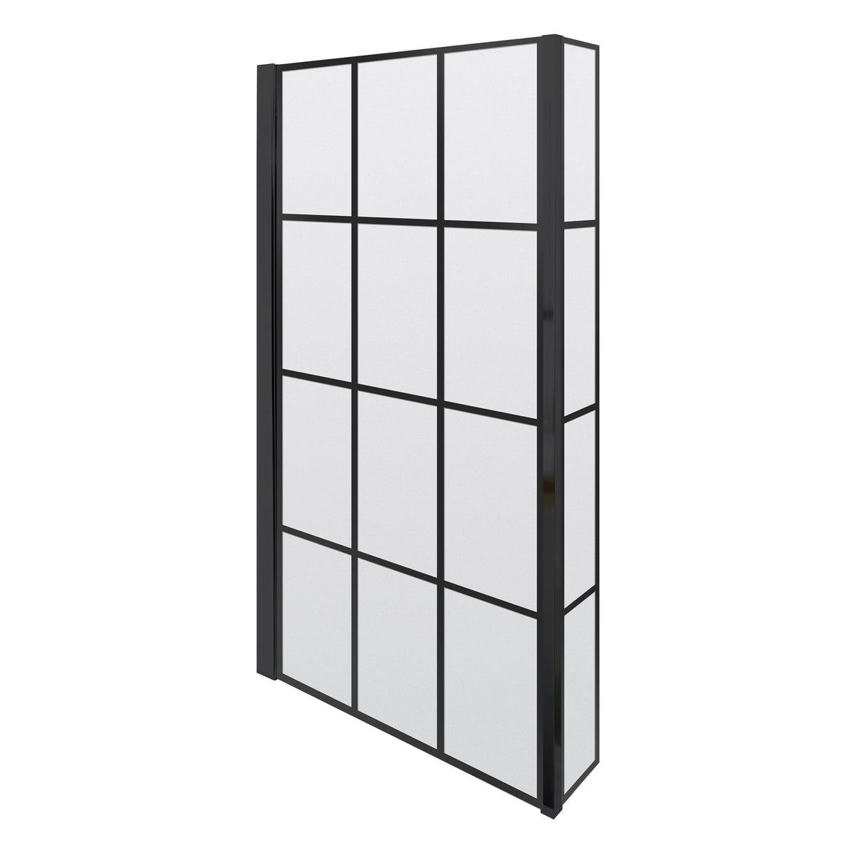 Nuie 800mm L Shape Matrix Hinged Bath Screen With Fixed Return