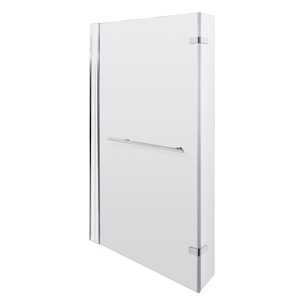 Nuie 800mm L-Shaped Hinged Bath Screen With Rail