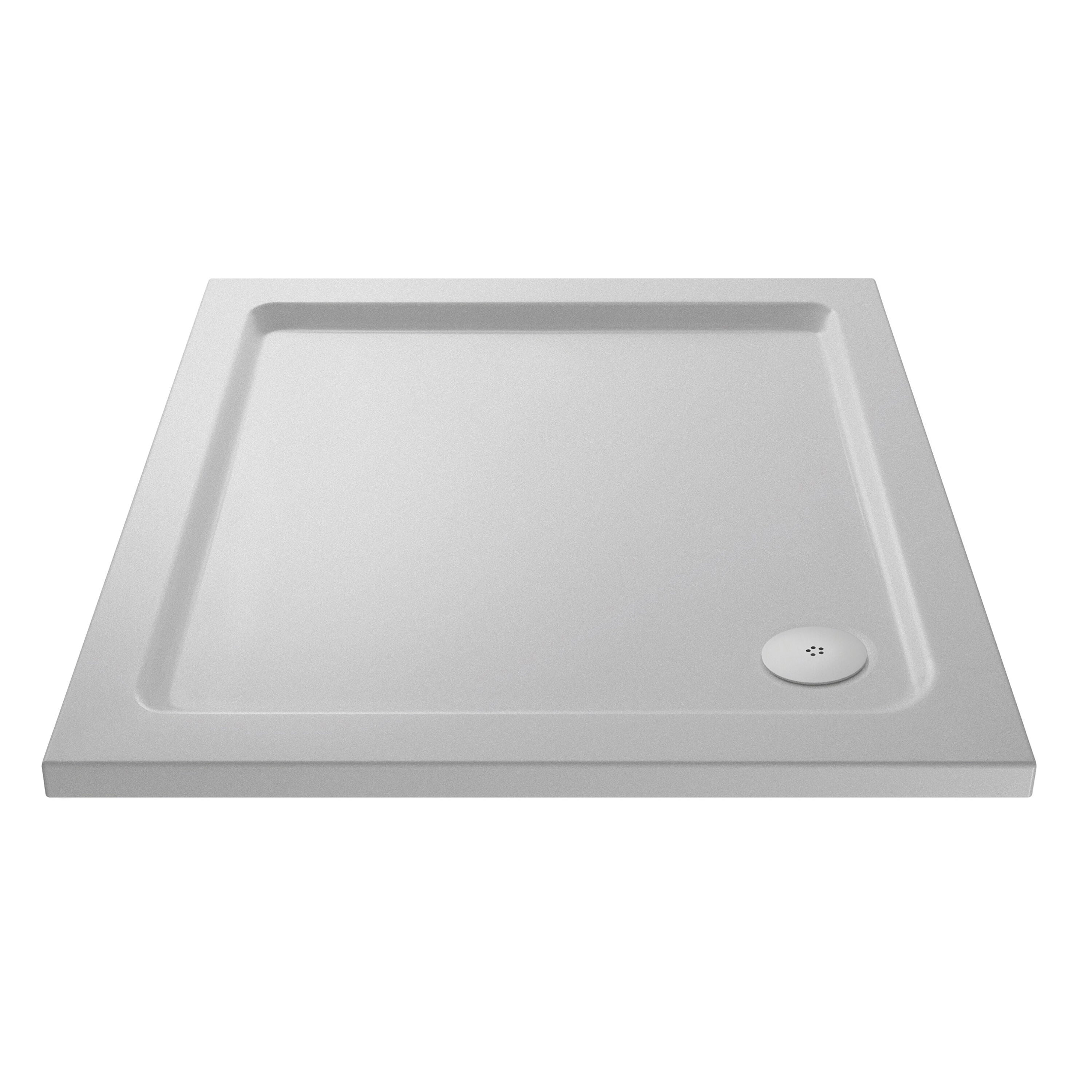 Nuie 800mm x 800mm White Slip Resistant Slimline Square Shower Tray