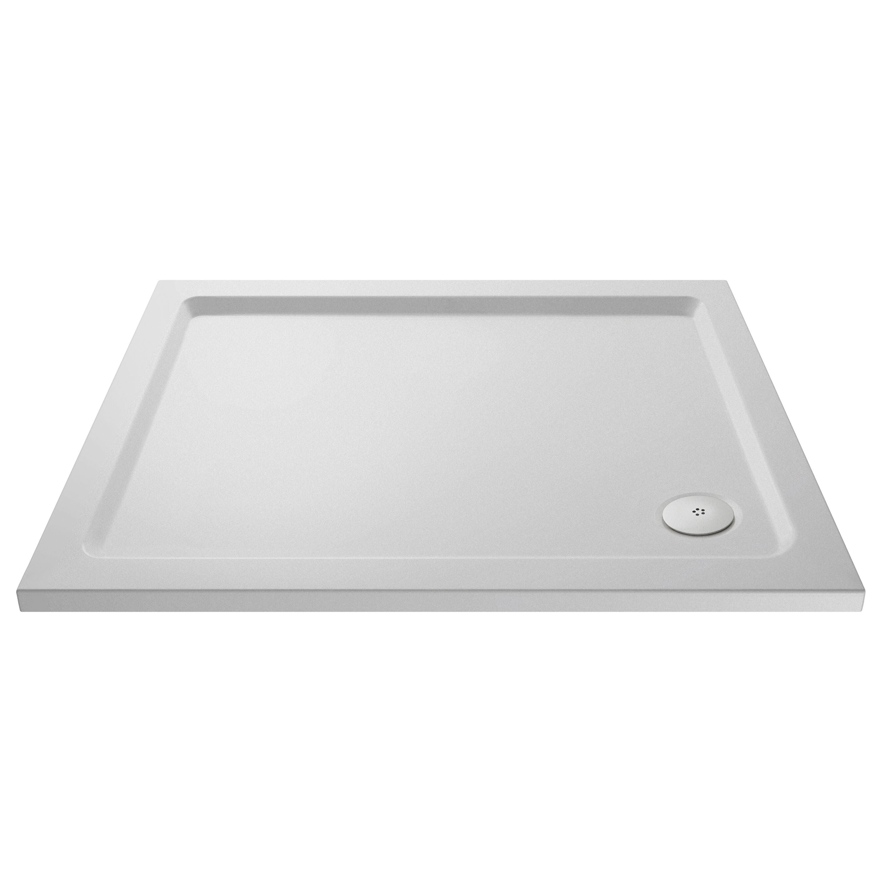 Nuie 1200 x 700mm White Slip Resistant Slimline Rectangular Shower Tray