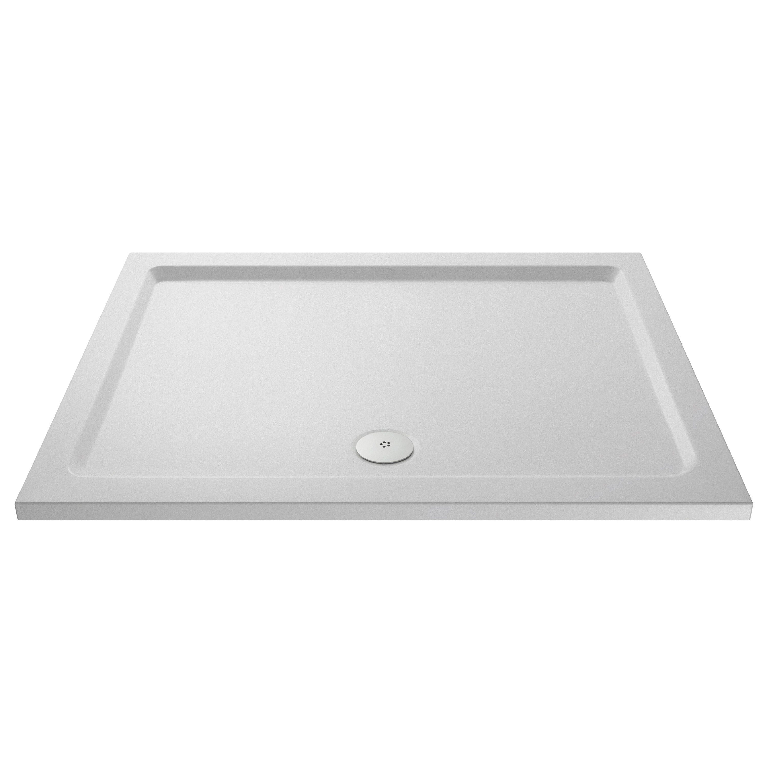 Nuie 1400 x 800mm White Slip Resistant Slimline Rectangular Shower Tray