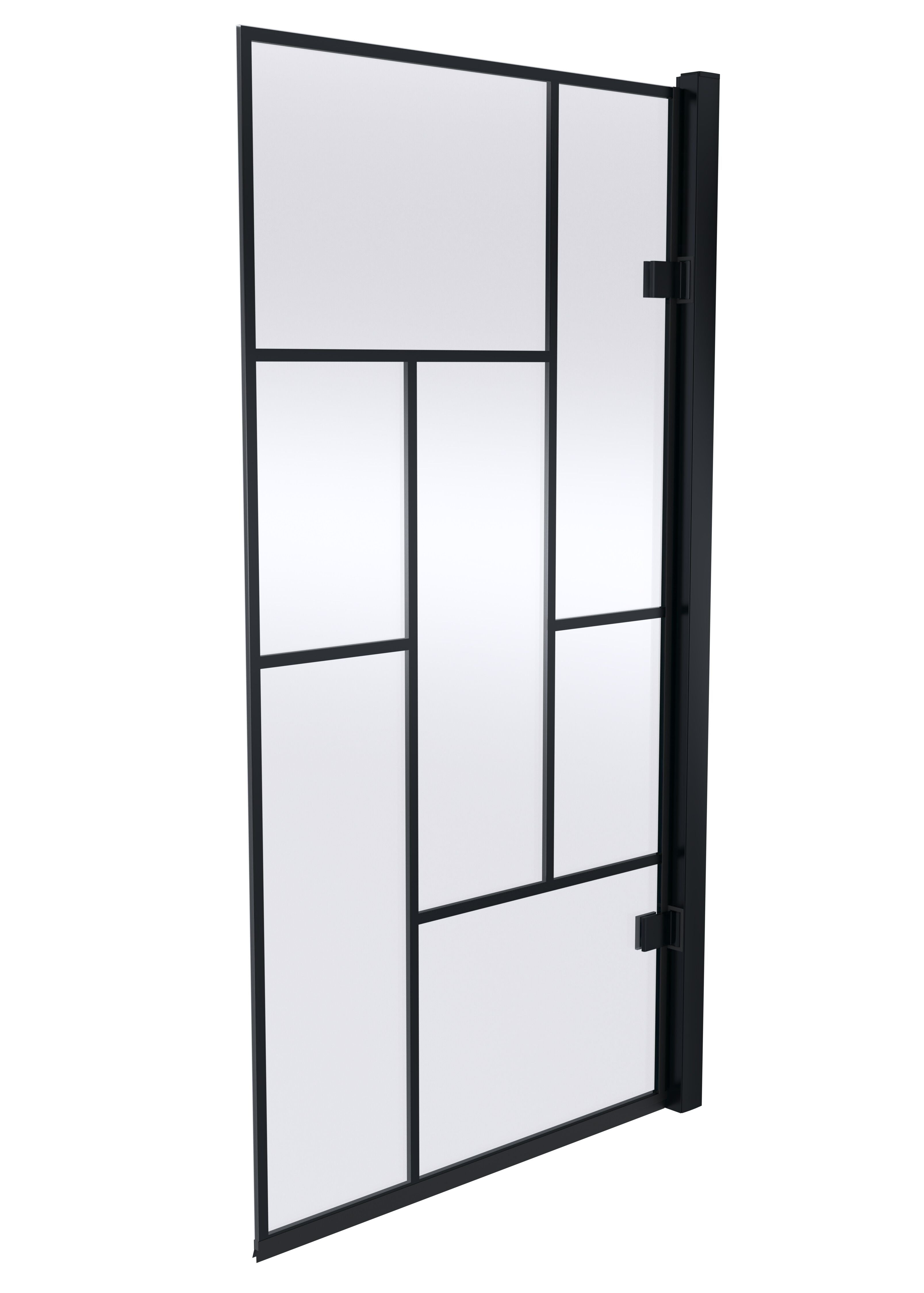 nuie 800mm Matt Black Bath Screen