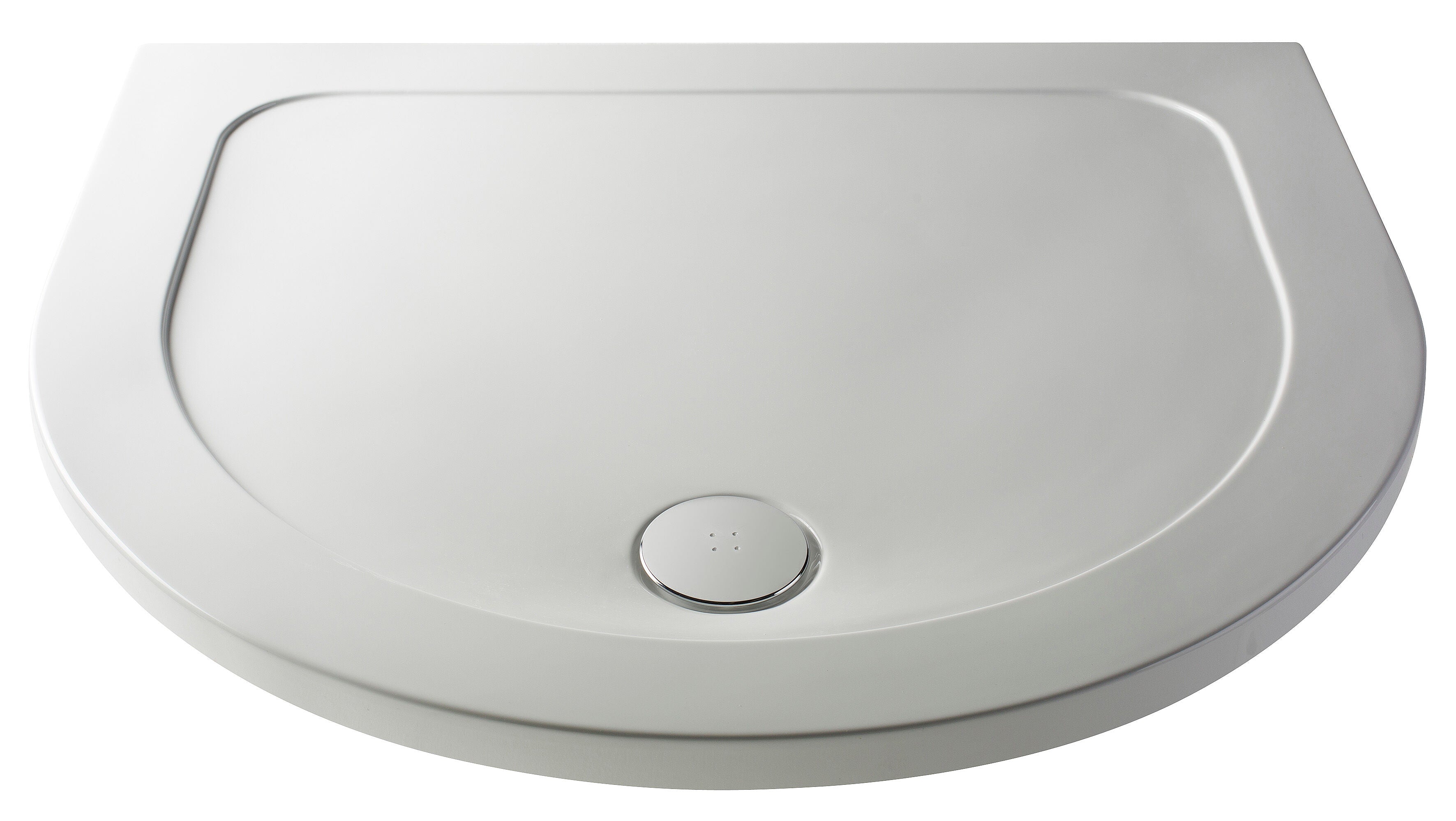 1050mm White Slimline D shape Shower Tray