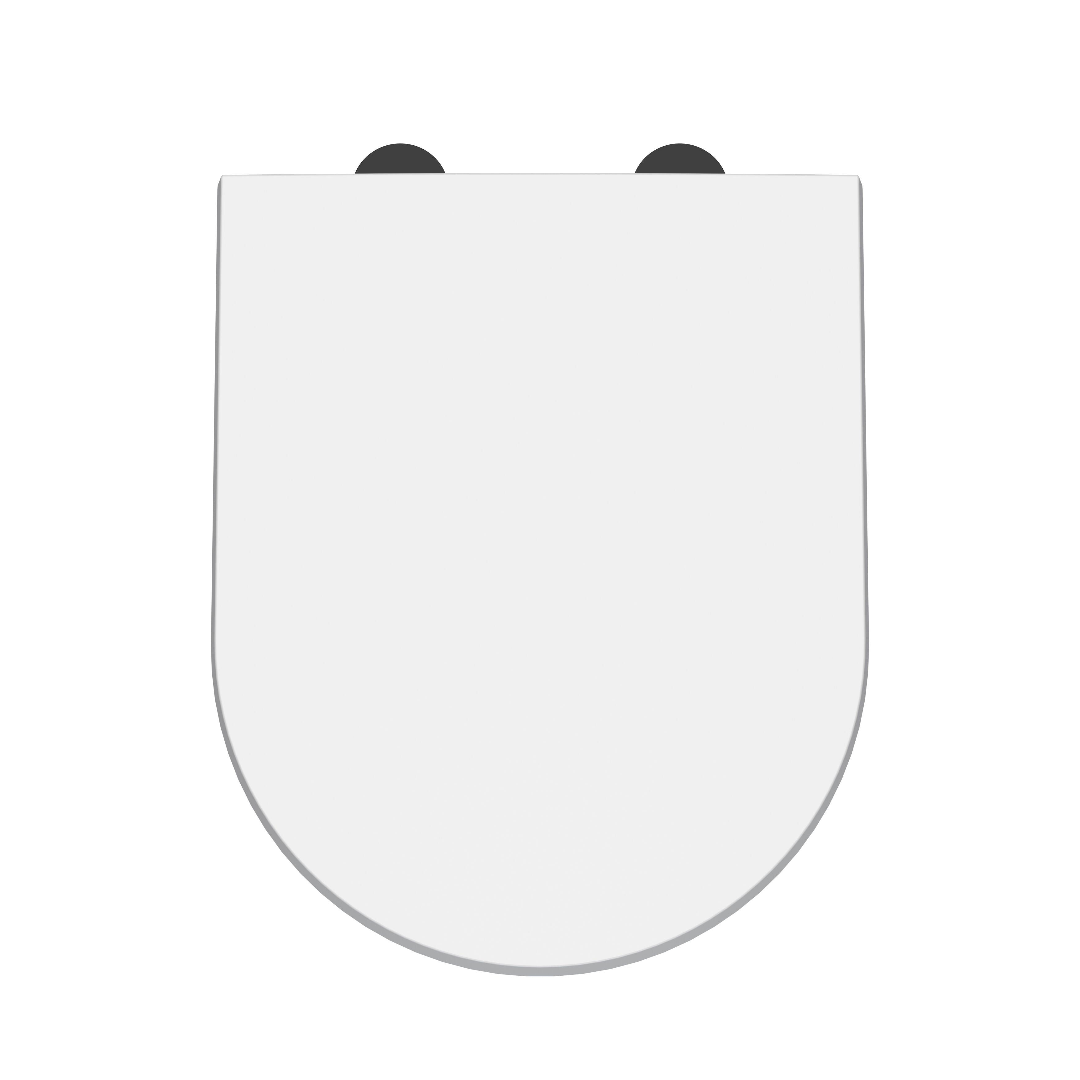 Gloss White D-Shaped Soft Close Toilet Seat With Top Fix Hinge