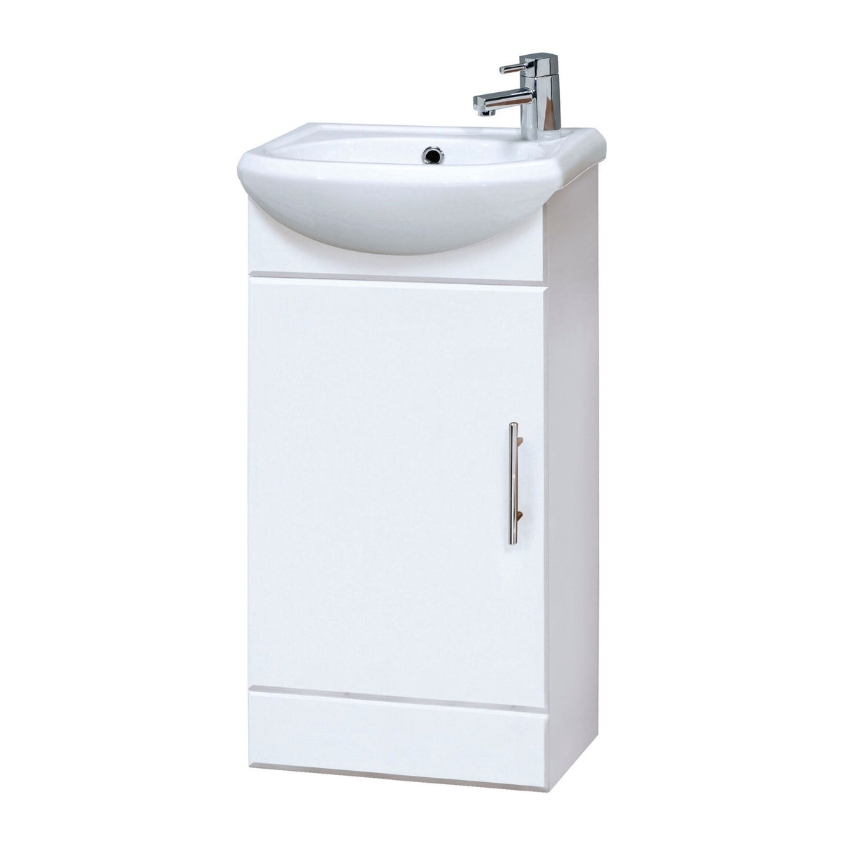 Nuie Mayford 400mm Gloss Floor Standing 1 Door Cloakroom Vanity Unit With Ceramic Basin