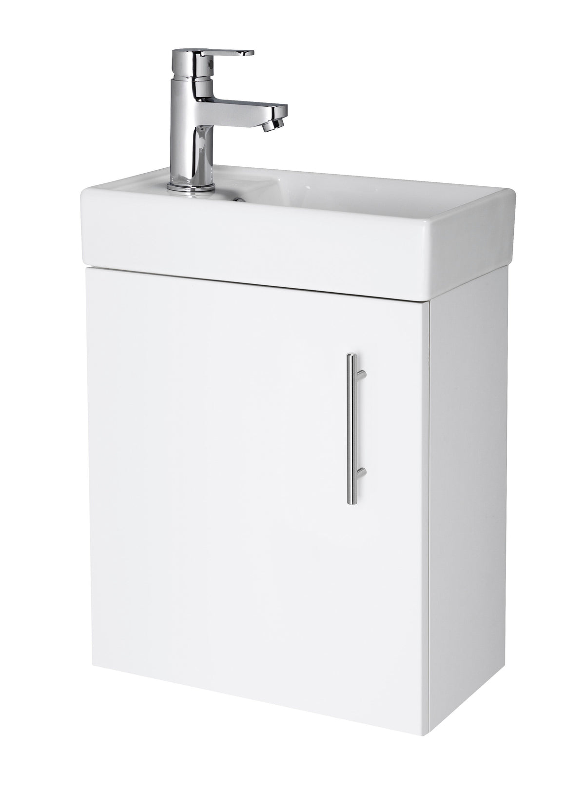 Nuie Vault 400mm Wall Hung 1 Door Compact Vanity Unit With Ceramic Basin