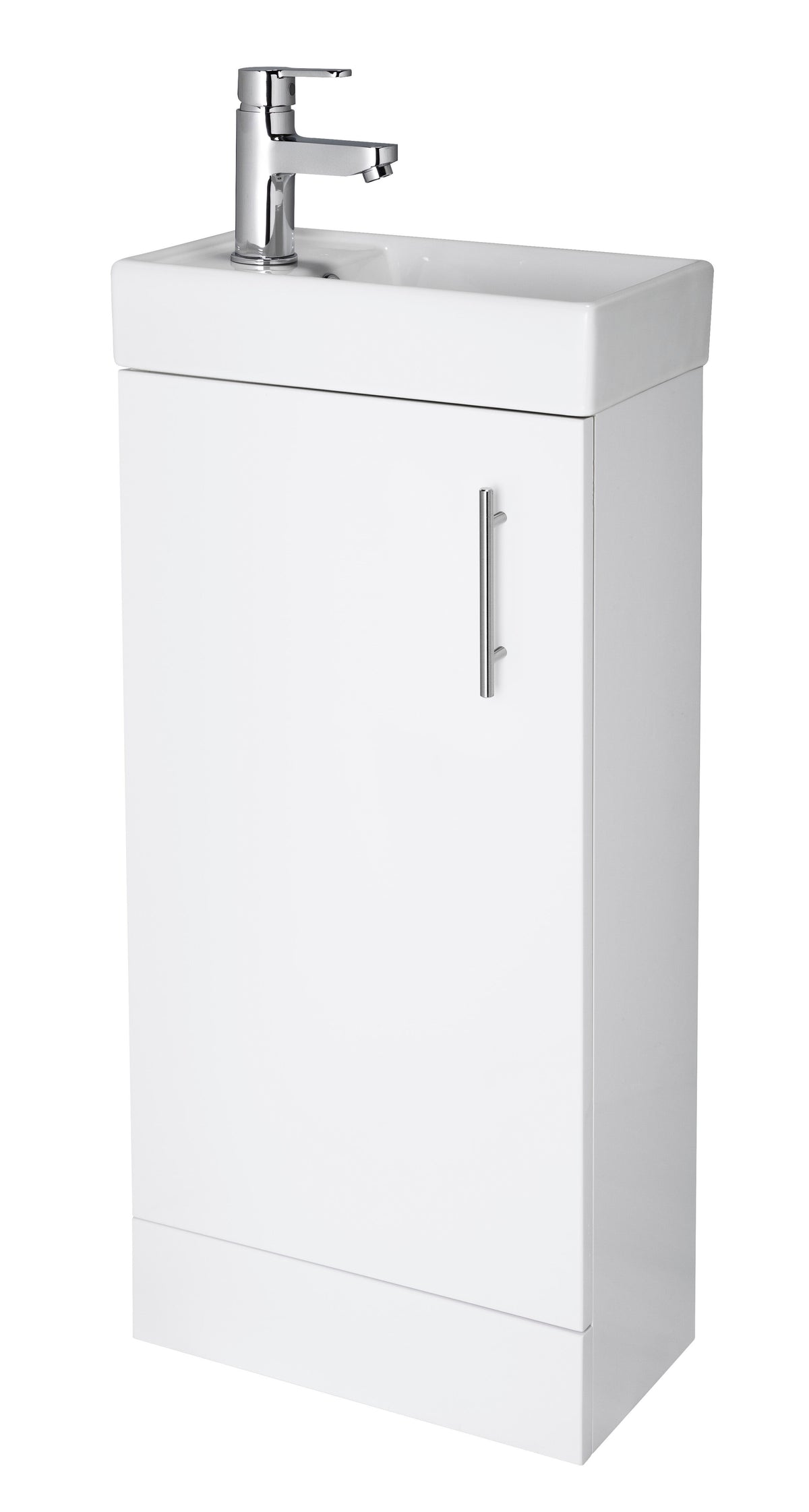 Nuie Vault 400mm Floor Standing 1 Door Compact Vanity Unit With Ceramic Basin