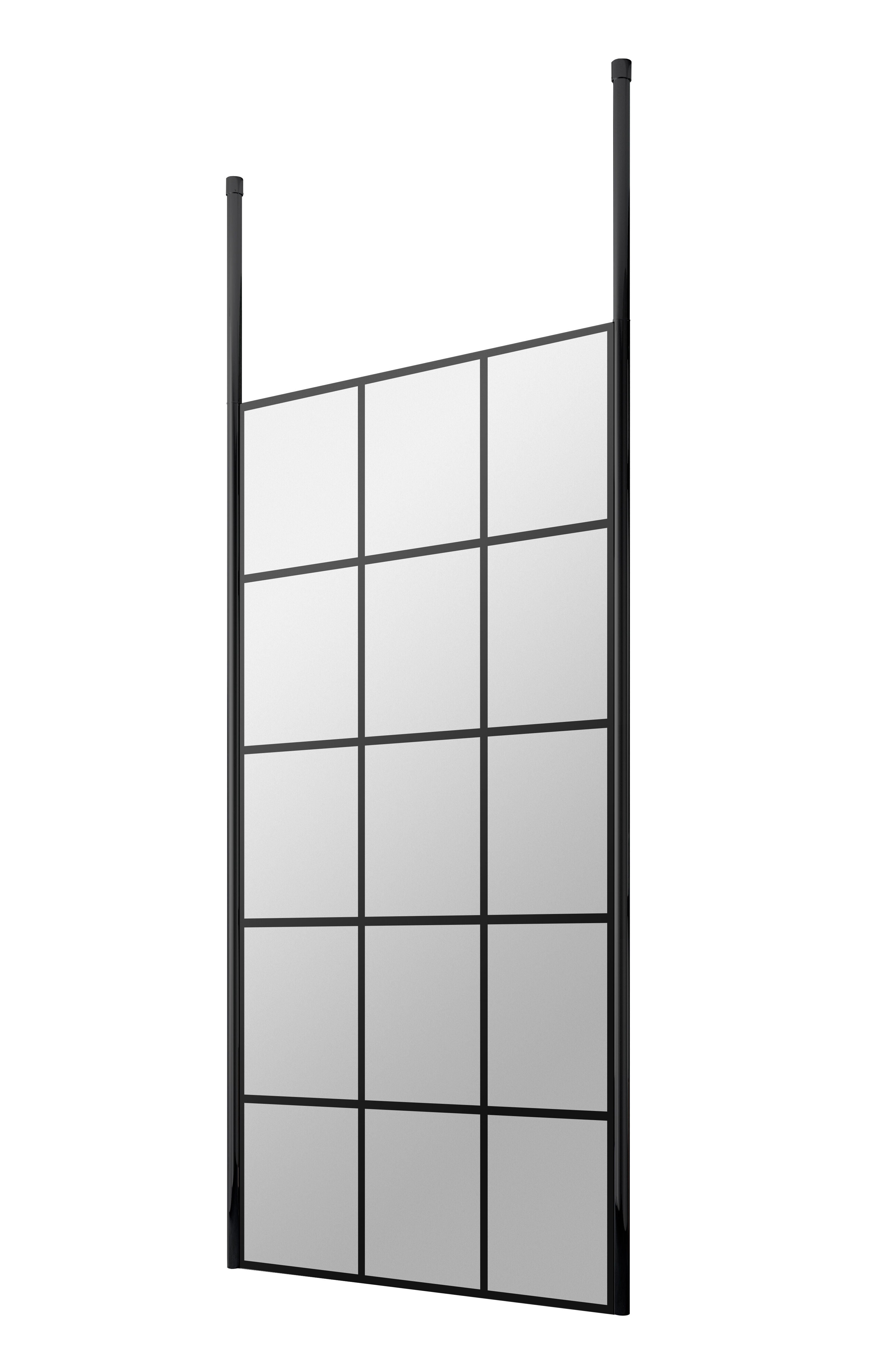 nuie 900mm Matt Black Frame Screen Wetroom With Ceiling Posts