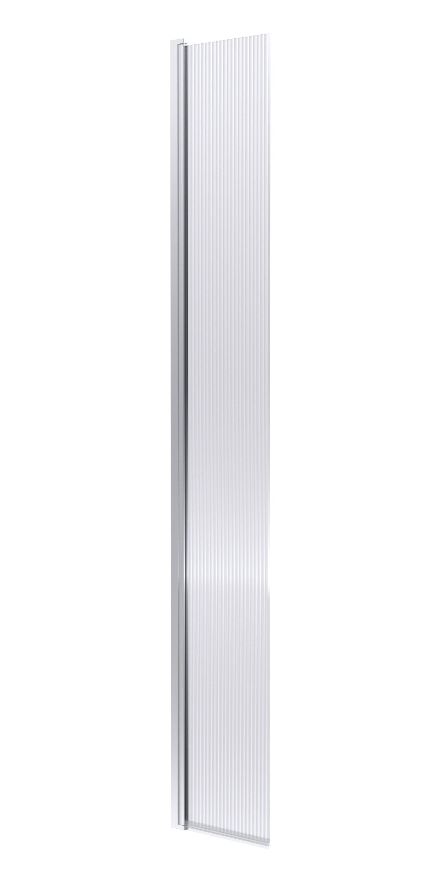 nuie 300mm Chrome Fluted Concealed Hinged Return Wetroom Screen