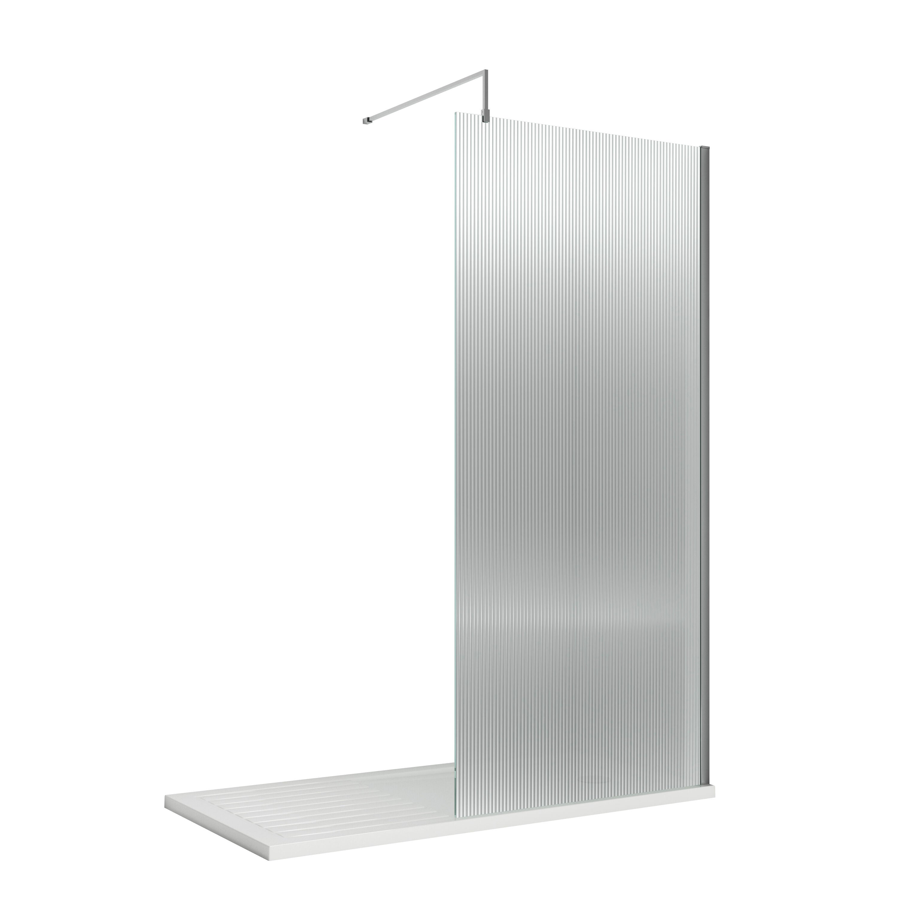 Nuie 900mm Fluted Wetroom Screen With Support Bar