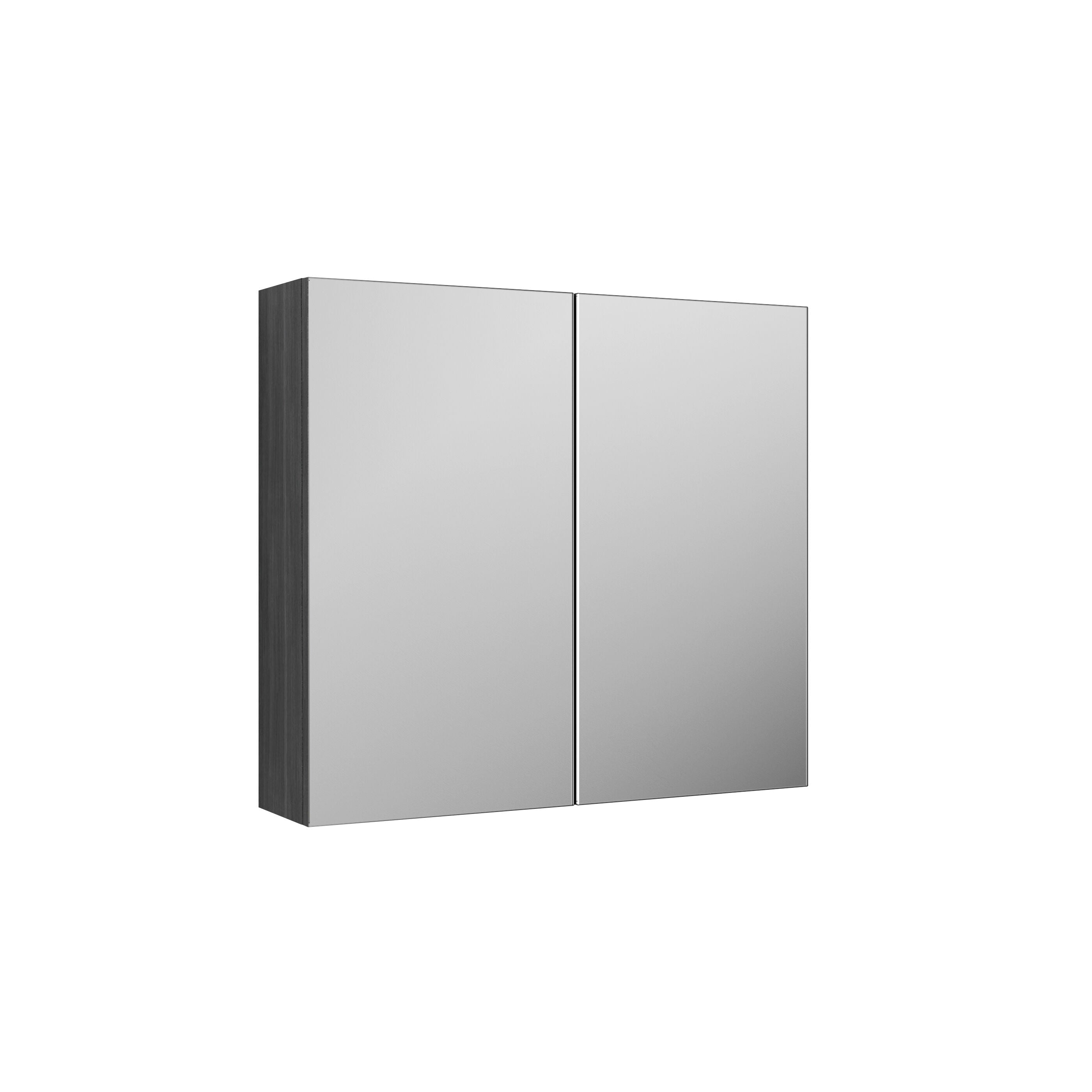 Nuie Wall Hung Double Door Mirror Storage Cabinet, 800mm, Brown Grey Avola