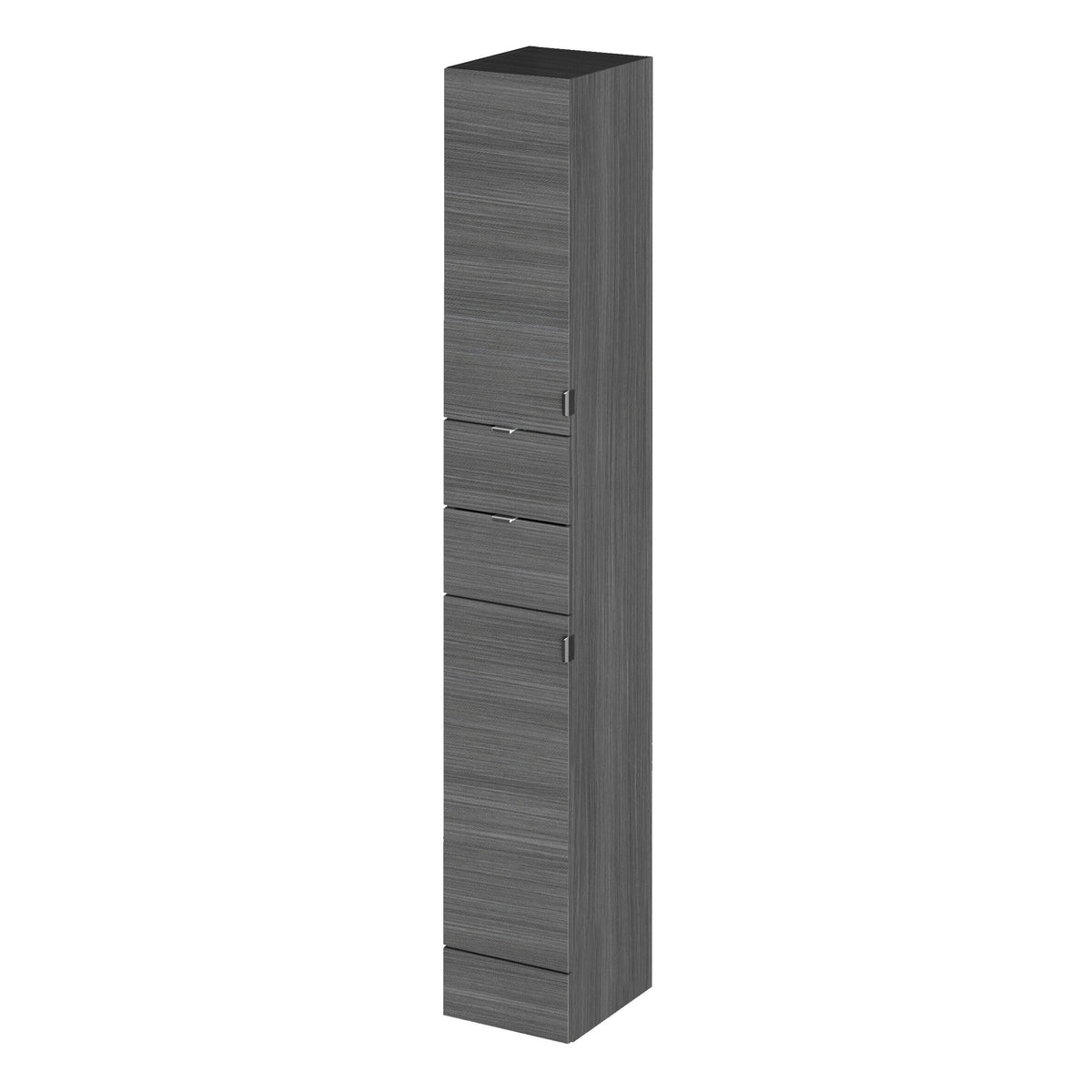 Hudson Reed Fusion 300mm Drawer Graphite Grey Woodgrain Floor Standing Tall Cabinet