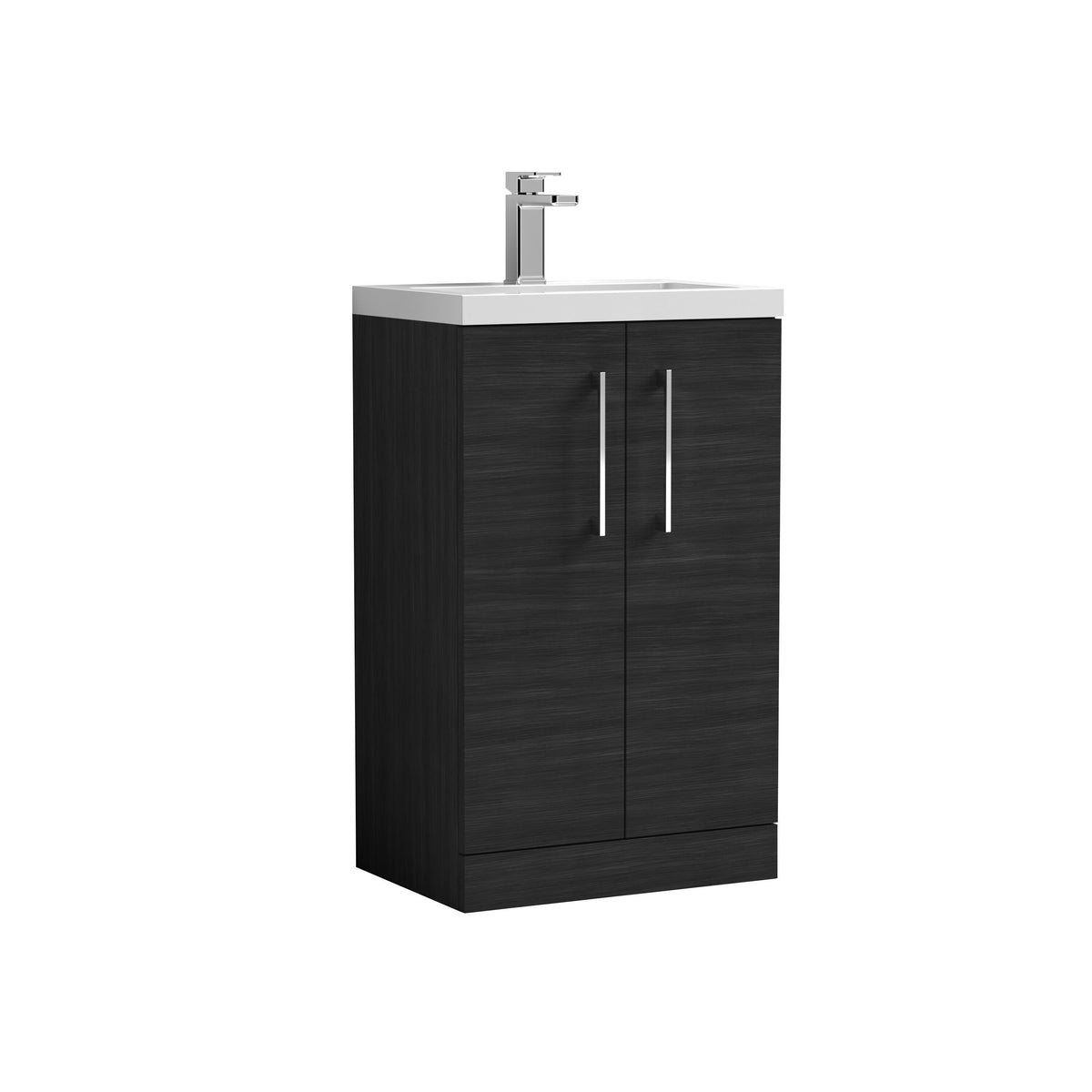 Nuie Arno Compact 500mm 2 Door Floor Standing Vanity Unit With Polymarble Basin