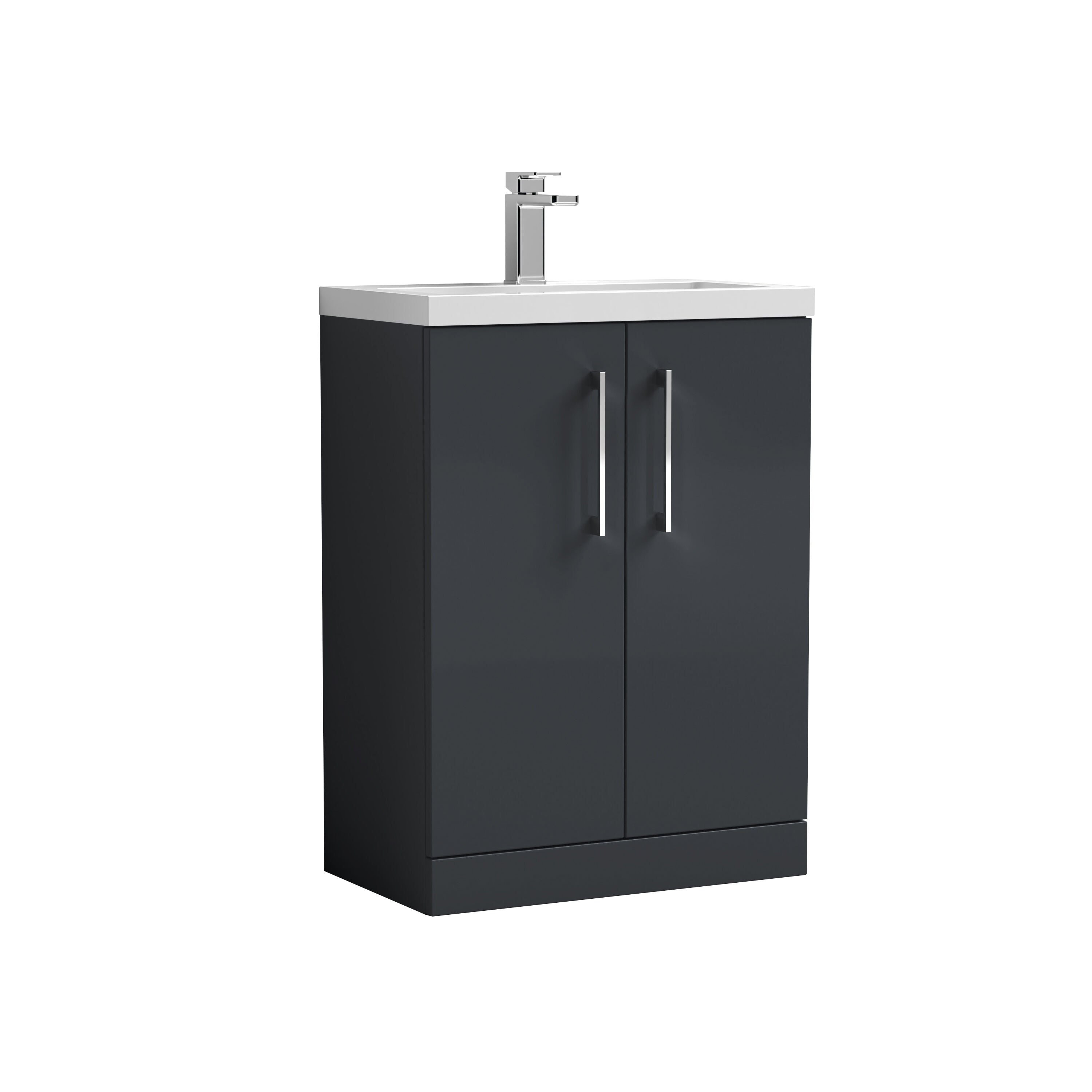 Nuie Arno Compact 600mm 2 Door Floor Standing Vanity Unit With Basin