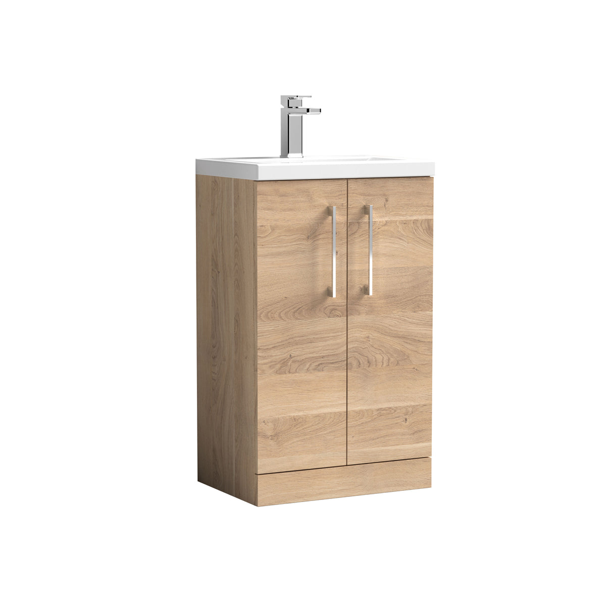 Nuie Arno Compact 500mm 2 Door Floor Standing Vanity Unit With Polymarble Basin