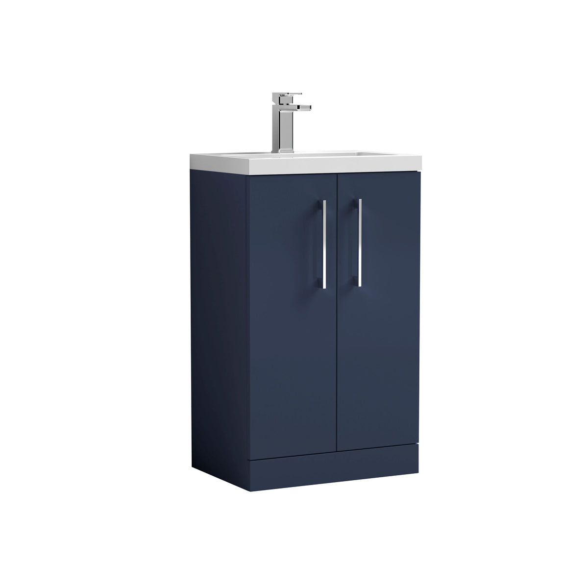 Nuie Arno Compact 500mm 2 Door Floor Standing Vanity Unit With Polymarble Basin