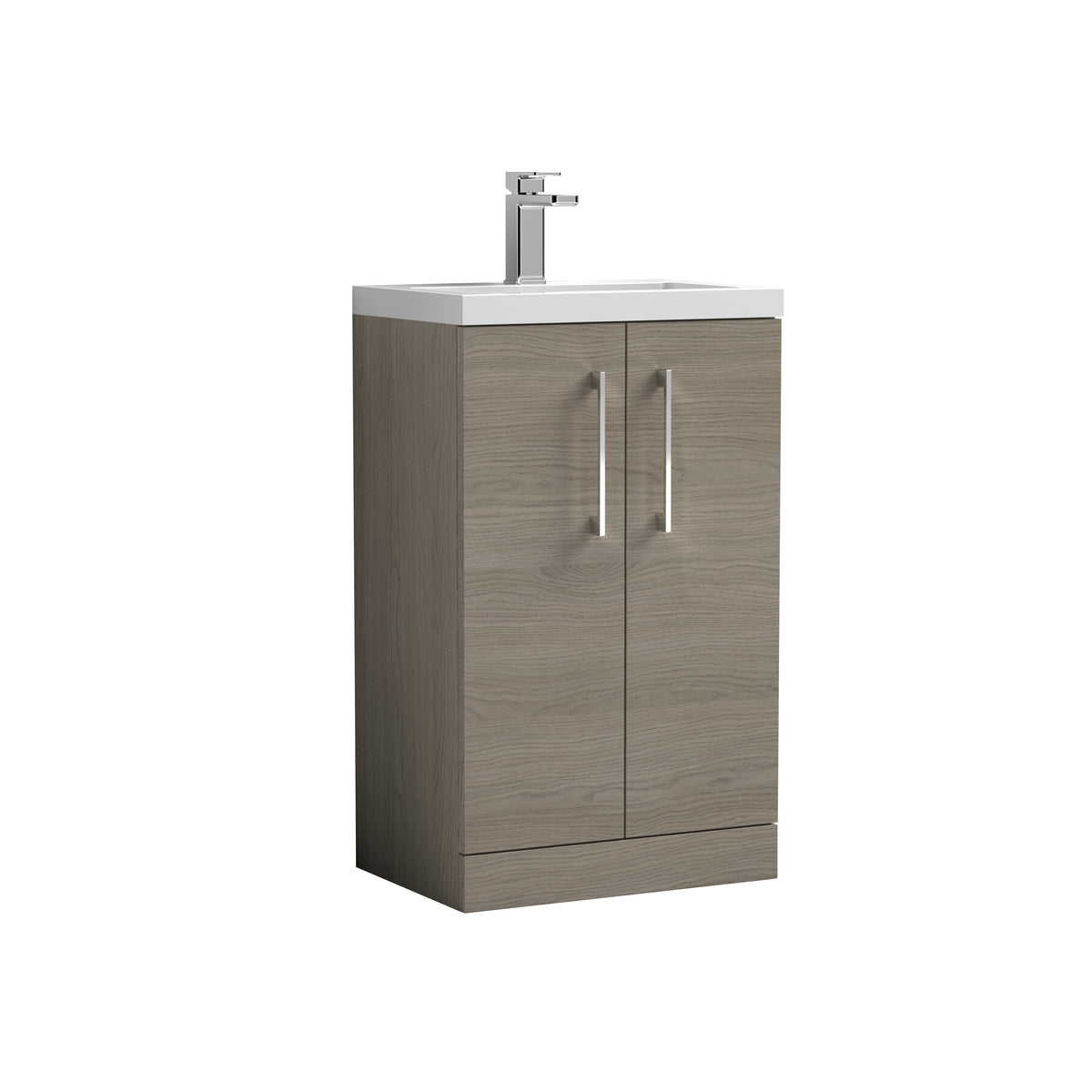Nuie Arno Compact 500mm 2 Door Floor Standing Vanity Unit With Polymarble Basin