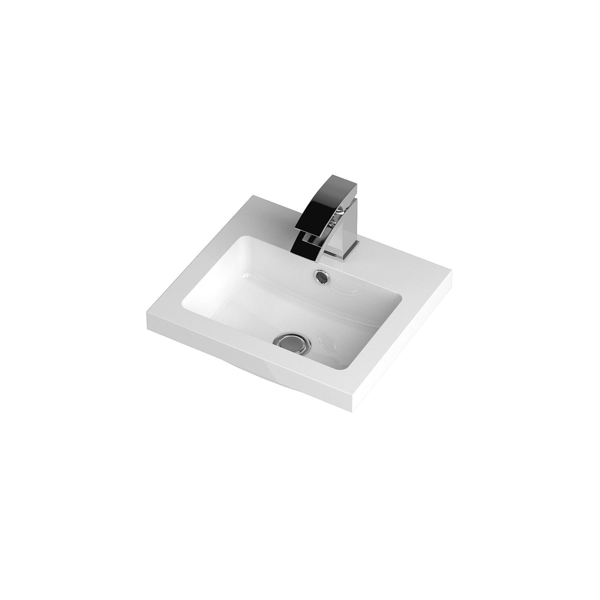 Hudson Reed Fusion 1 Tap Hole 400mm Polymarble Rectangular Basin