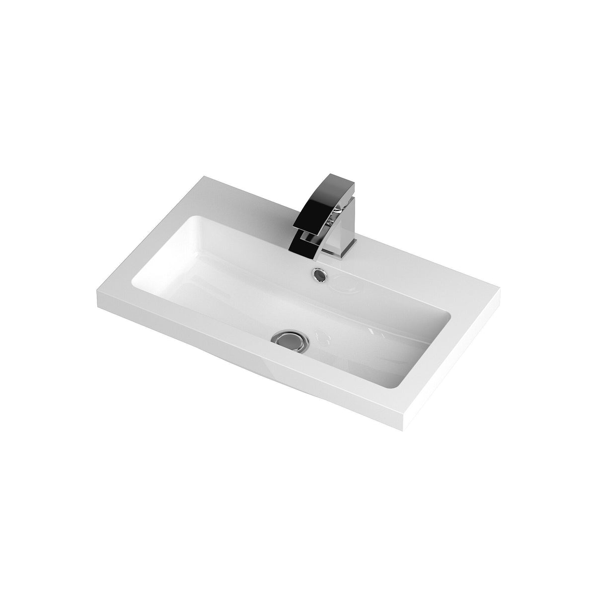 Hudson Reed 1 Tap Hole 600mm Polymarble Rectangular Basin