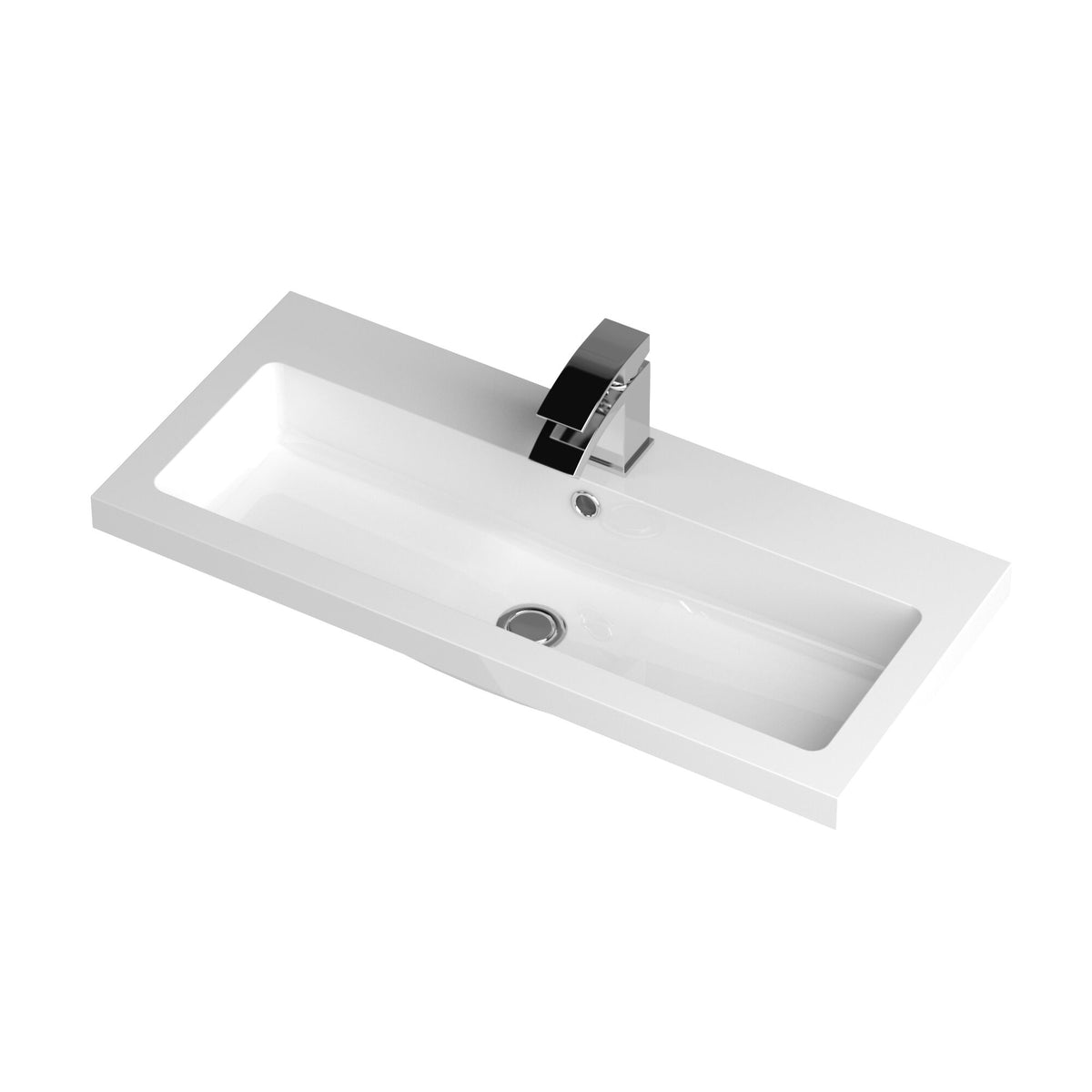 Hudson Reed 1 Tap Hole 800mm Polymarble Rectangular Basin
