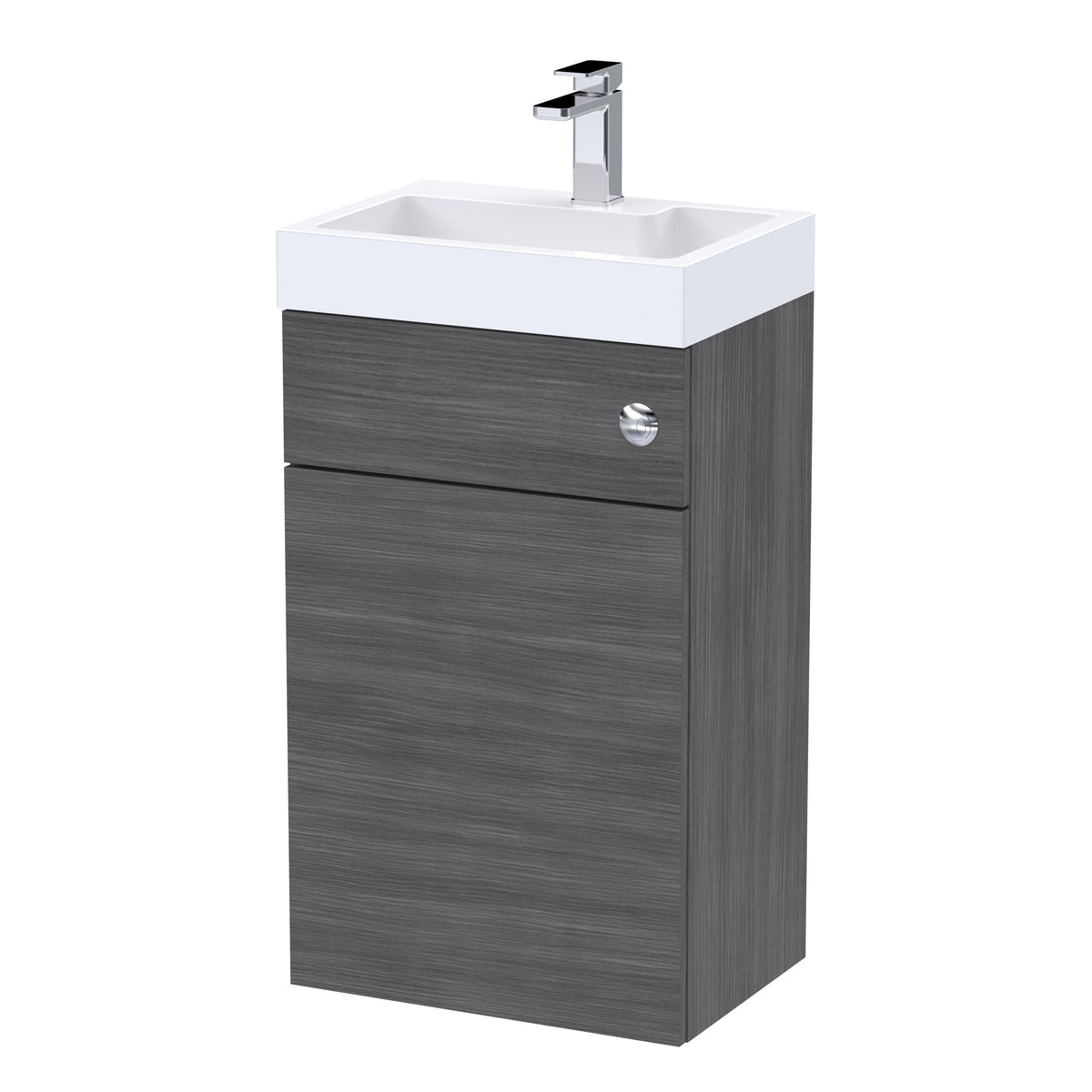 Nuie Athena 500mm Anthracite 2 In 1 Floor Standing Vanity Unit With Basin, WC Unit With Concealed Cistern
