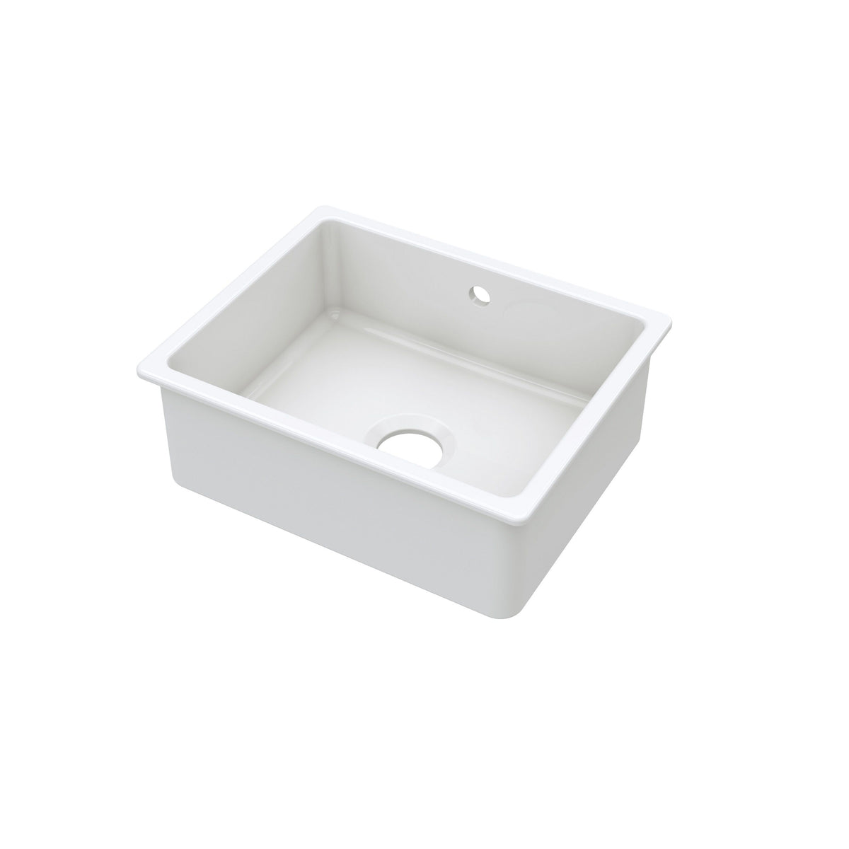Nuie 548mm x 442mm Fireclay Single Bowl Rectangular Inset Sink With Central Waste And Overflow