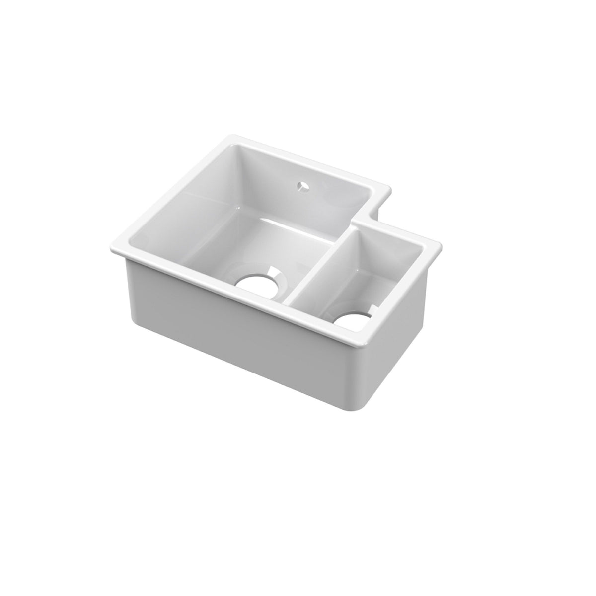 Nuie 549mm x 441mm Fireclay Left-Hand 1.5 Bowl Rectangular Inset Sink
