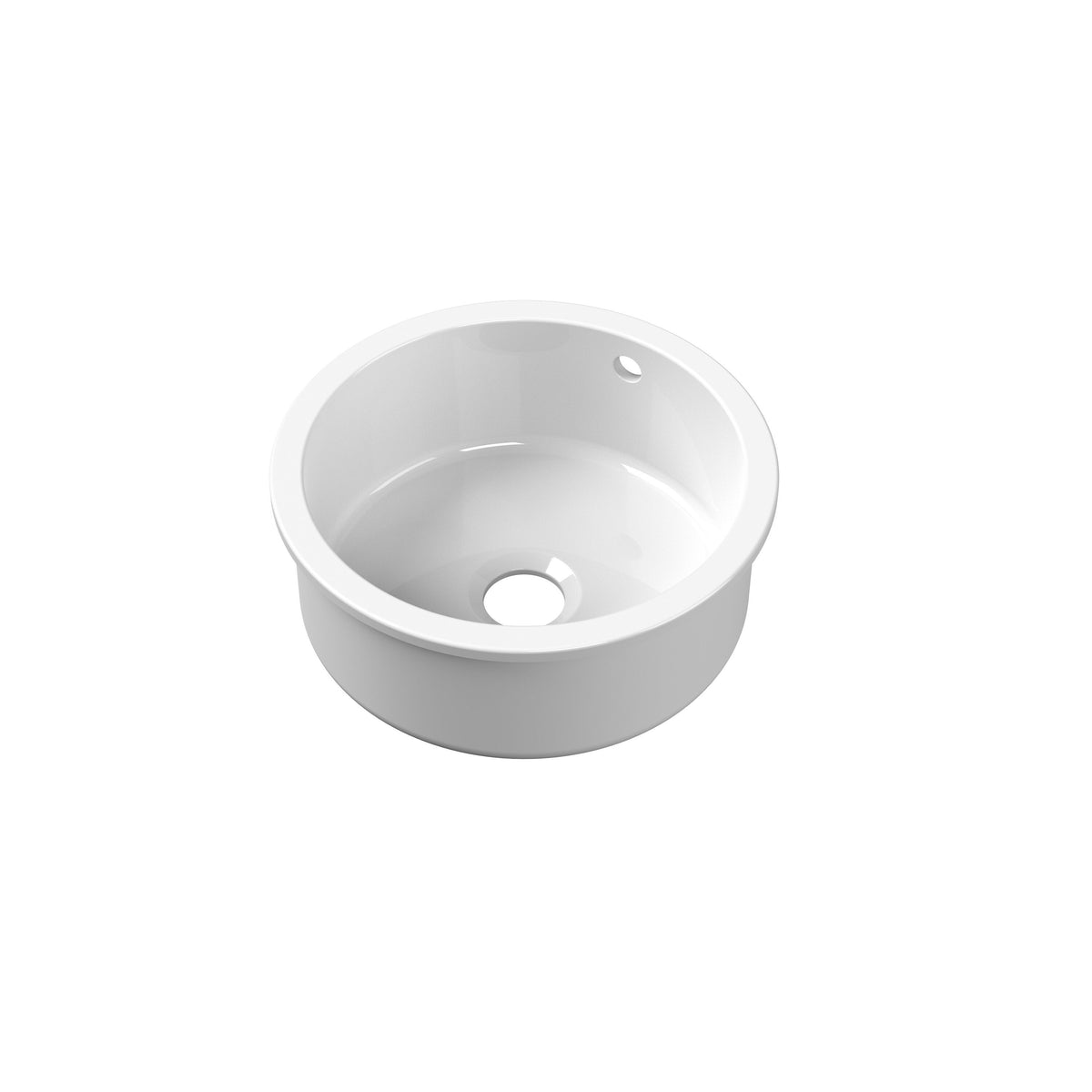 Nuie 460mm x 191mm Fireclay Single Bowl Round Inset Sink With Central Waste And Overflow