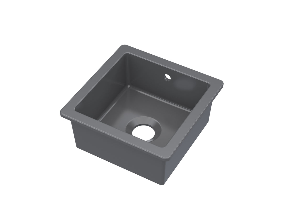 Nuie 457mm x 457mm Fireclay Single Bowl Square Inset Sink With Central Waste And Overflow