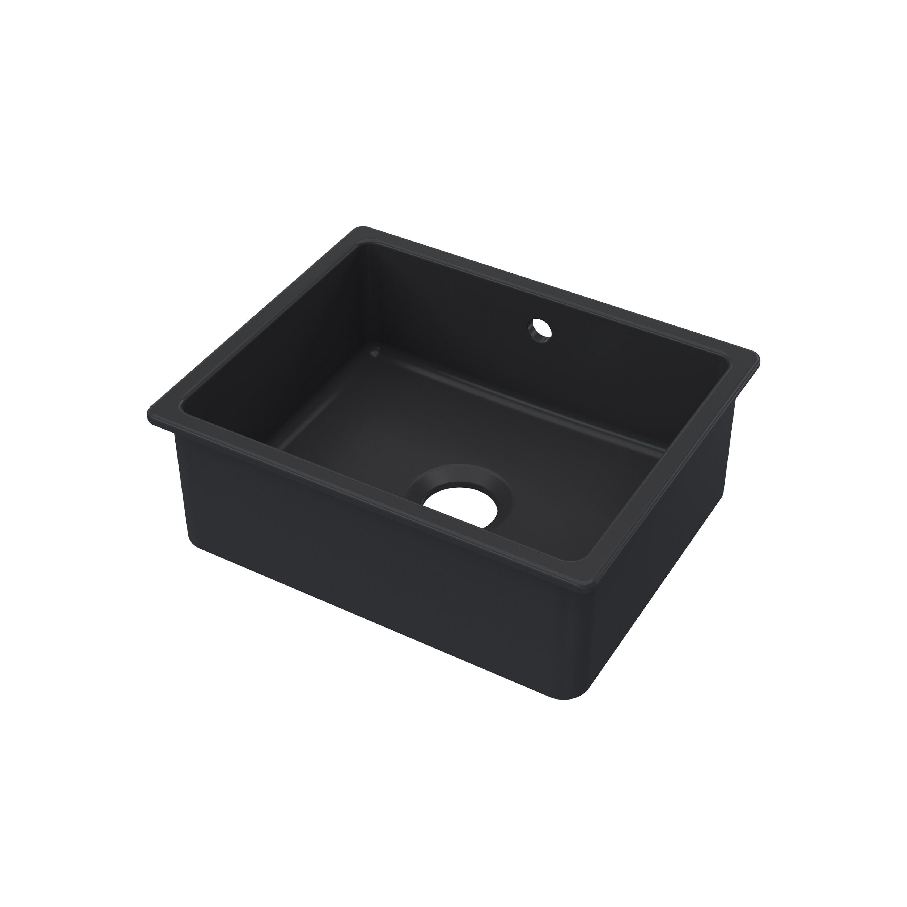 Nuie 548mm x 442mm Fireclay Single Bowl Rectangular Inset Sink With Central Waste And Overflow