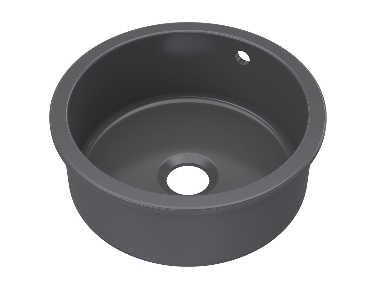 Nuie 460mm x 191mm Fireclay Single Bowl Round Inset Sink With Central Waste And Overflow