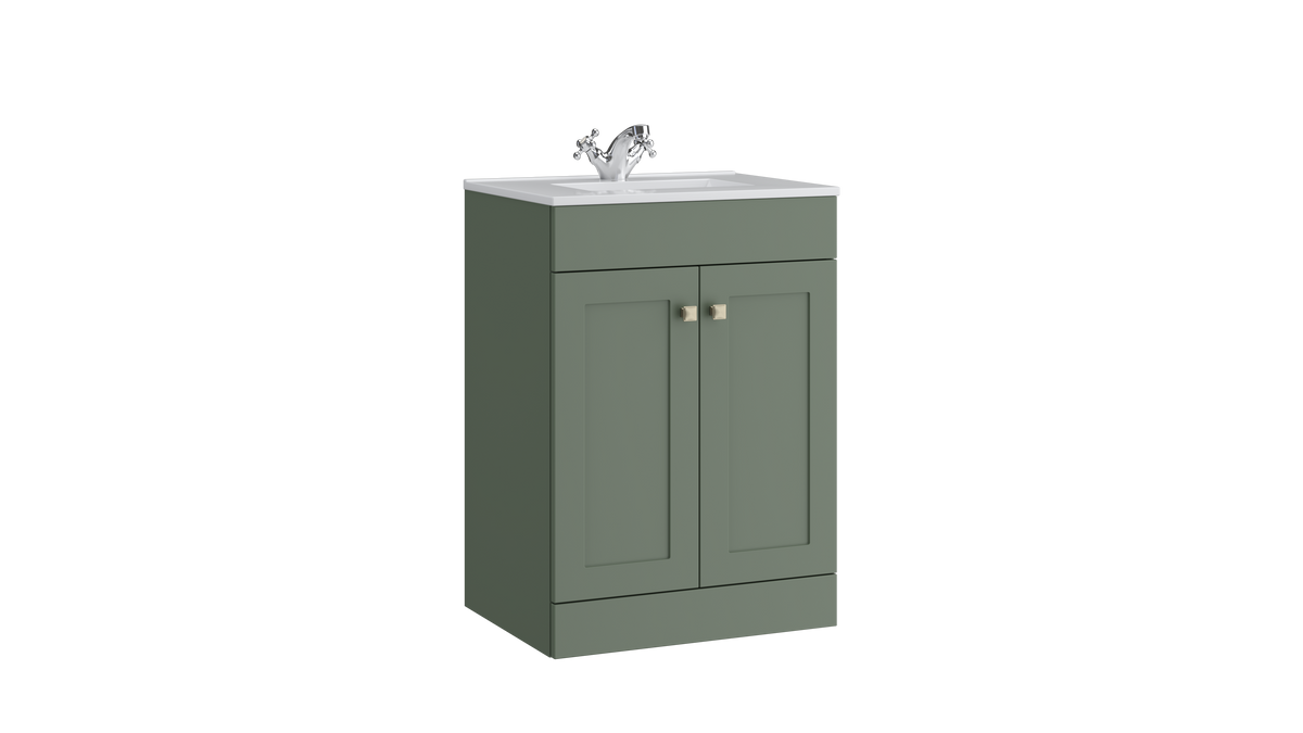 Sanctuary 600mm 2 Door Floor Standing Unit Matt White - SAN600FSDO-SW