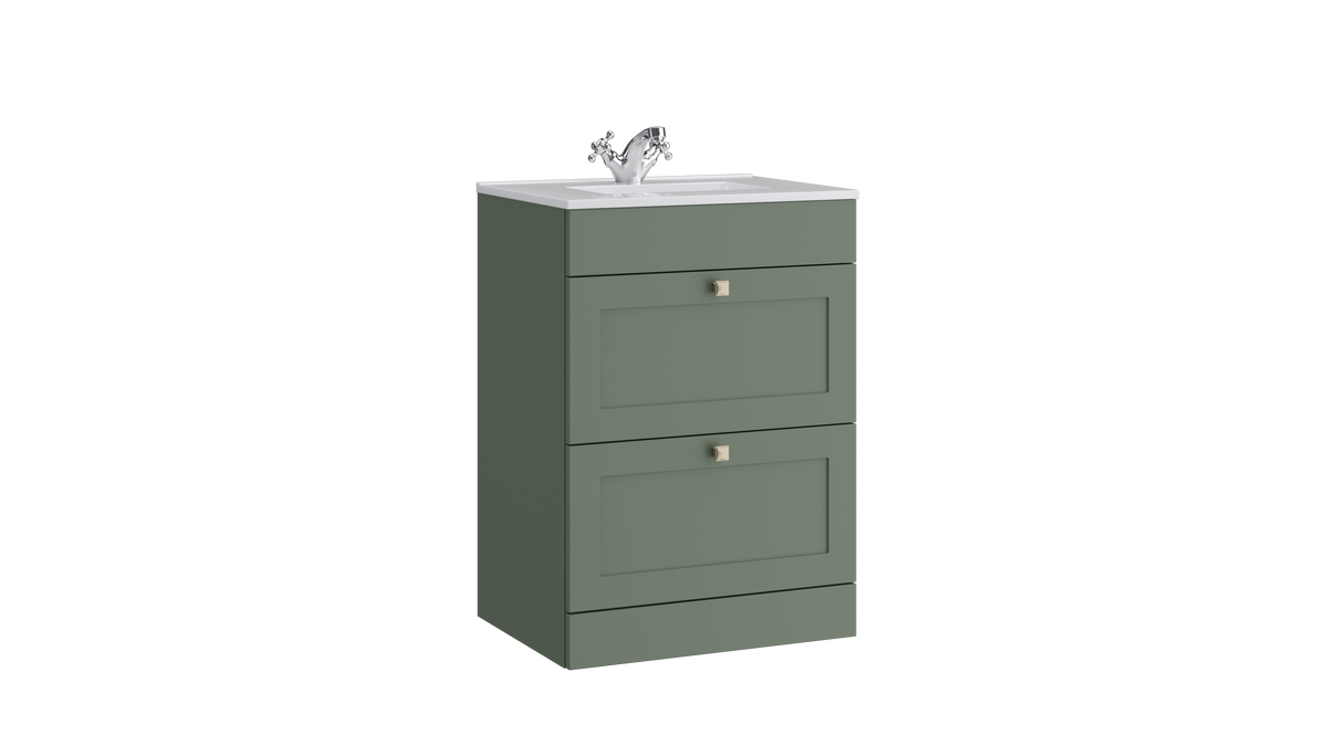 Sanctuary 600mm 2 Drawer Floor Standing Unit Corymbia Green - SAN600FSDR-CG