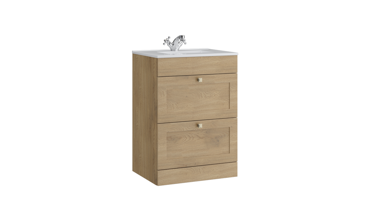 Sanctuary 600mm 2 Drawer Floor Standing Unit Torro Oak - SAN600FSDR-TO