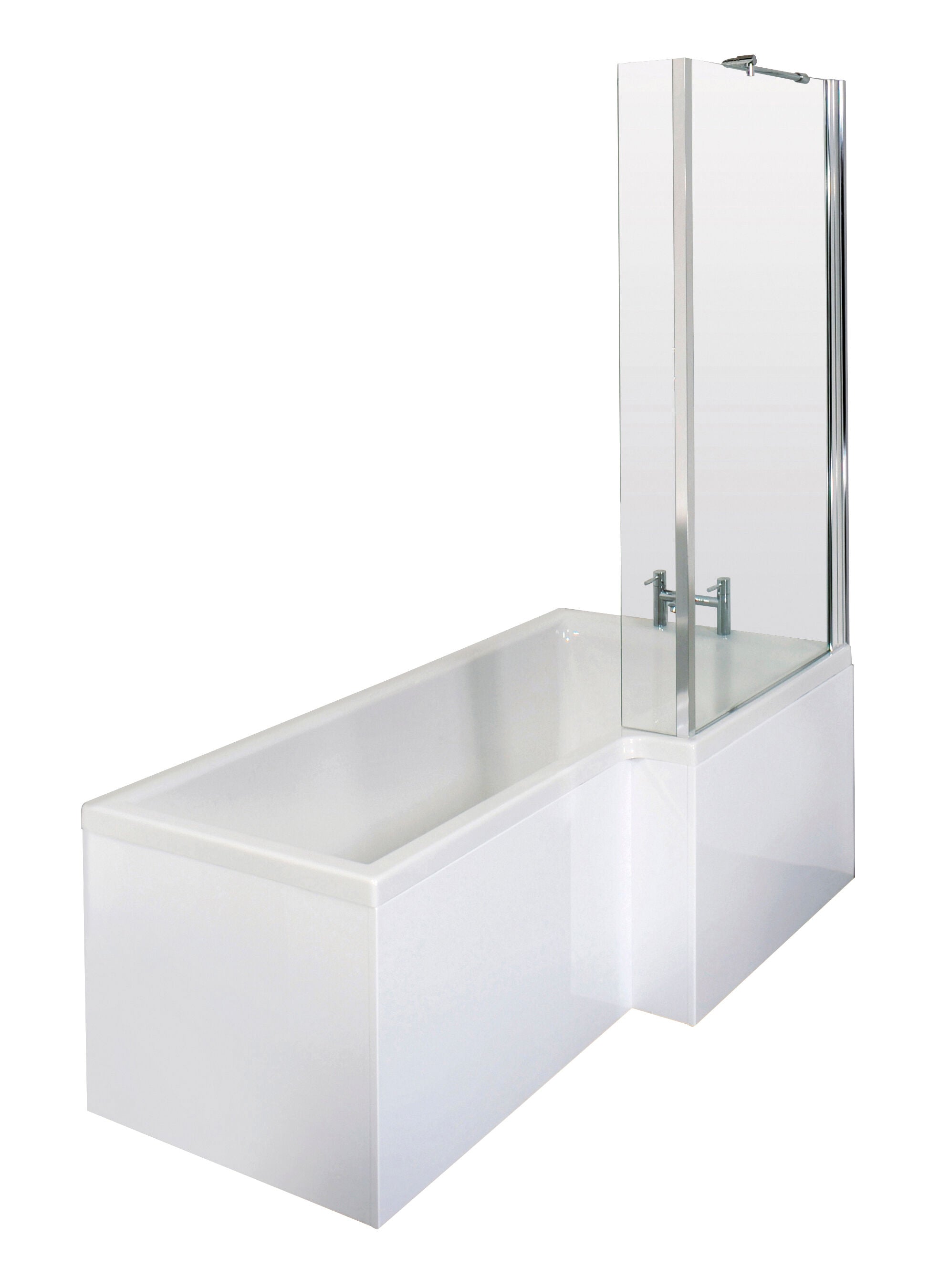 nuie 1700mm Right Hand Square Shower Bath With Screen, Side Panel And Legs Set