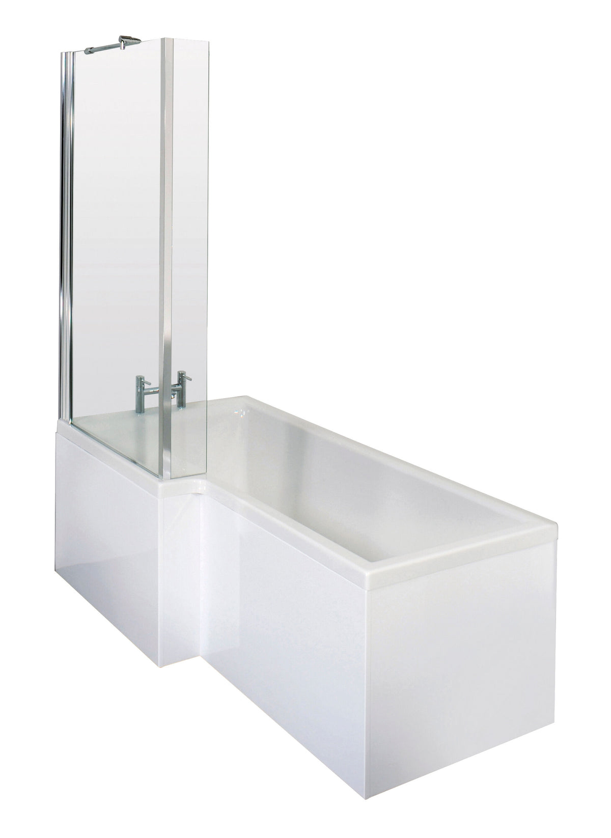Nuie 1500mm Left Hand Square Shower Bath Set with Screen, Side Panel And Leg Set