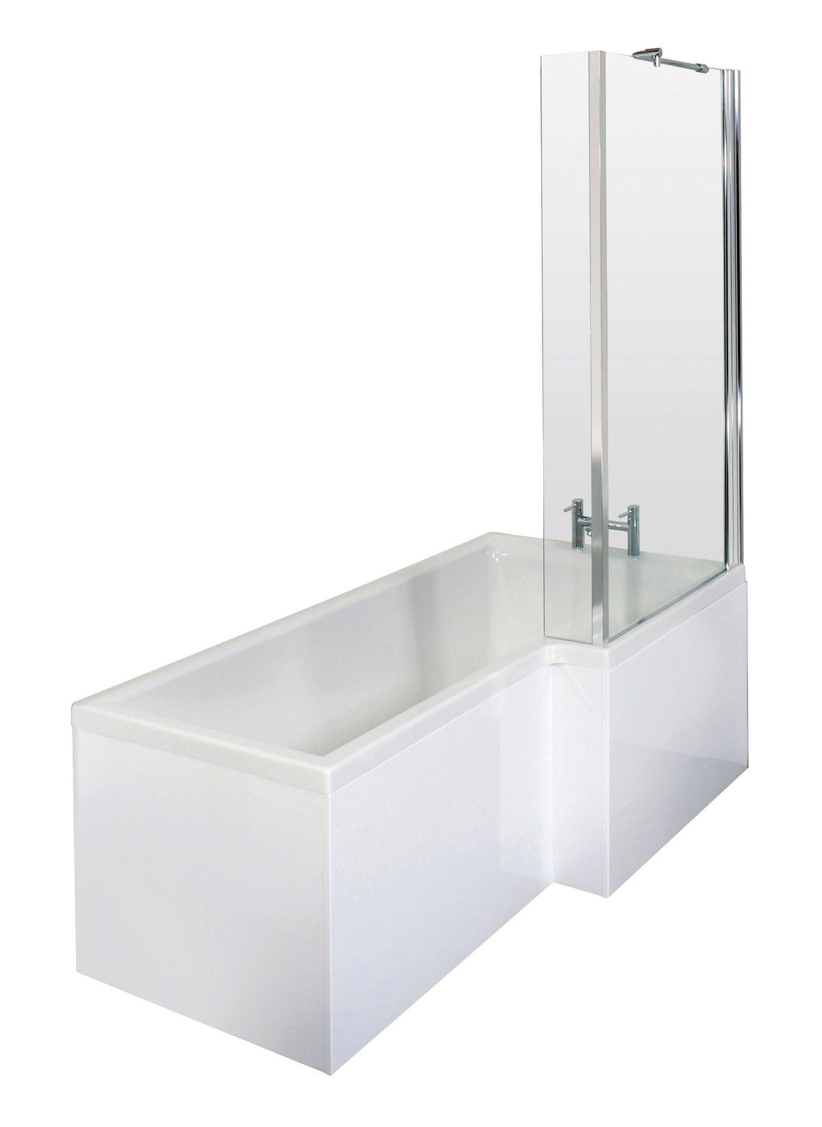 Nuie 1500mm Right Hand Square Shower Bath Set with Screen, Side Panel And Leg Set