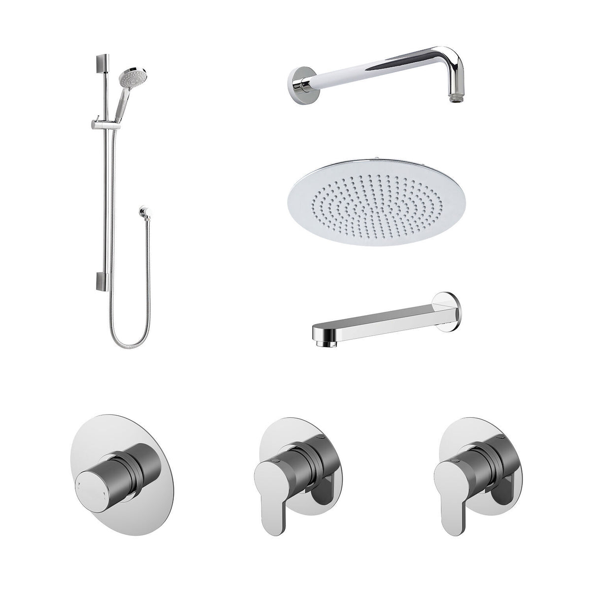 Nuie Arvan 3 Outlet Concealed Shower Valve Bundle With Stop Tap & Diverter