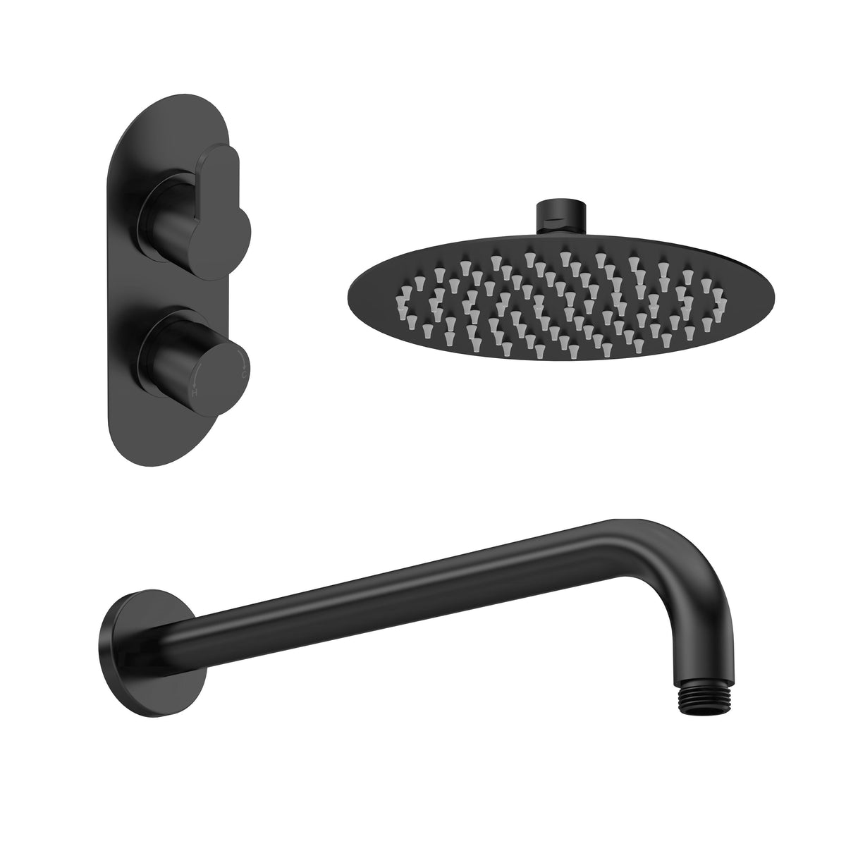 Nuie Arvan Twin Thermostatic Valve, Wall-Mounted Arm And Fixed Head