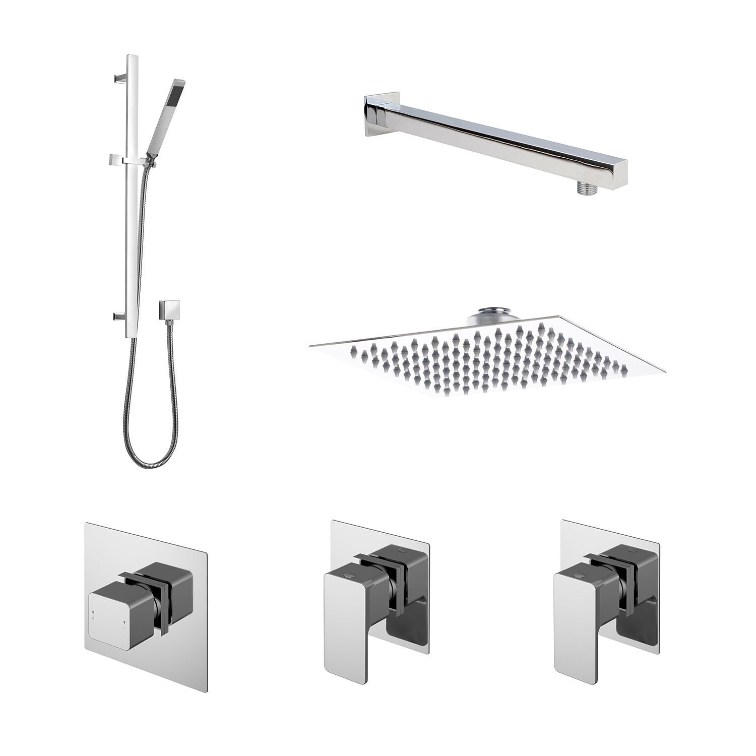 nuie Chrome Concealed 2 Outlet Thermostatic Shower Valve With Diverter