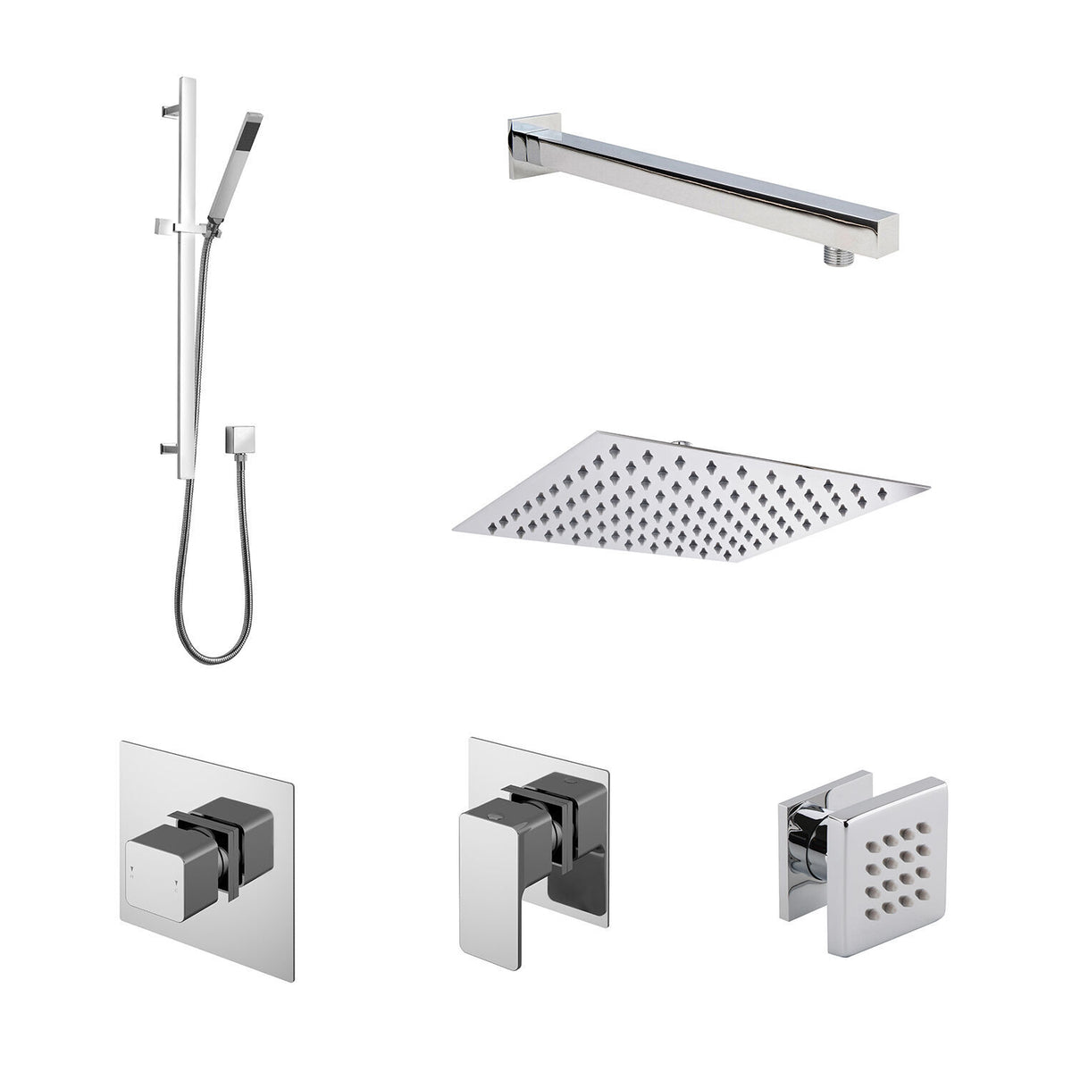 Nuie 3 Outlet Thermostatic Shower System With Stop Taps