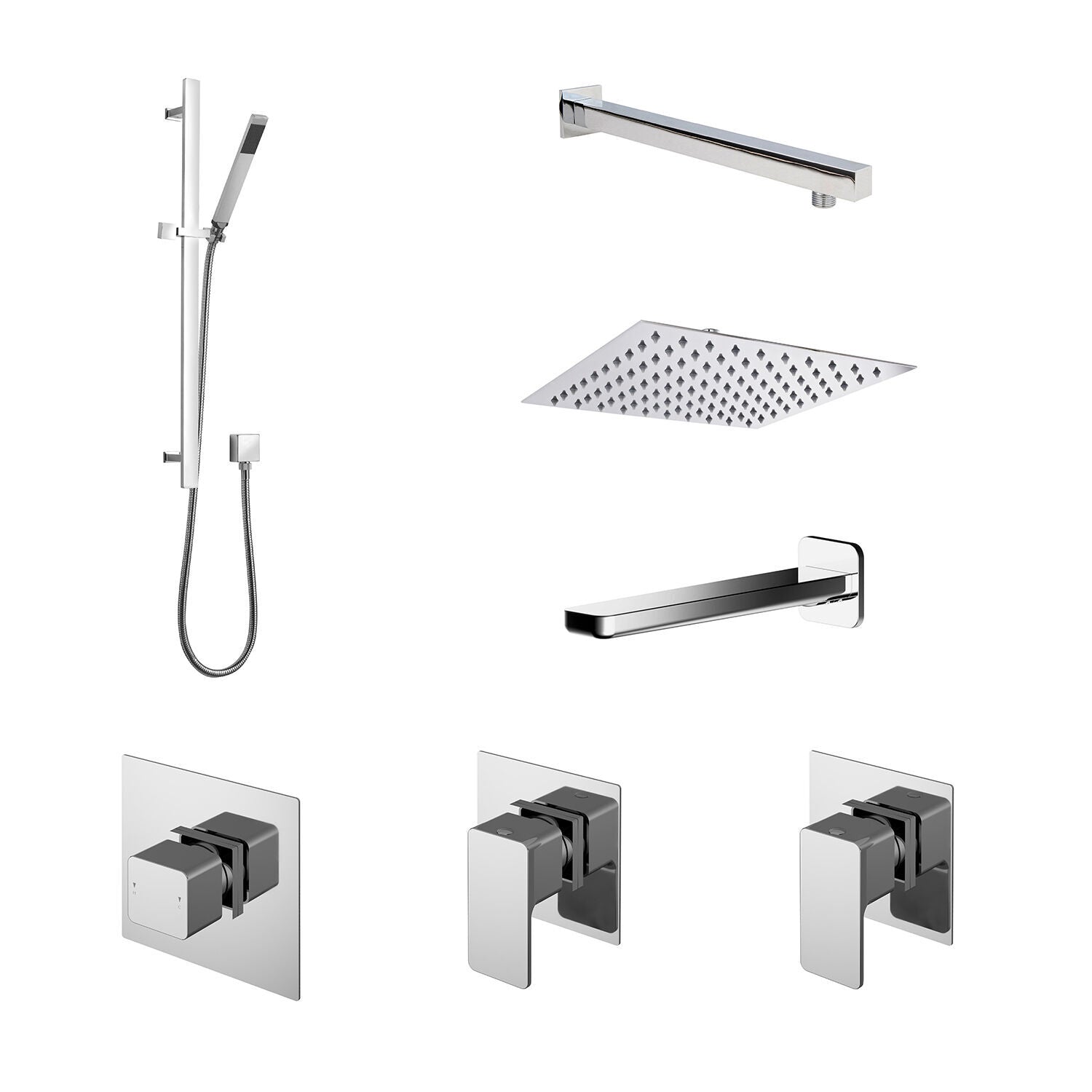 nuie Chrome Concealed 3 Outlet Shower Valve