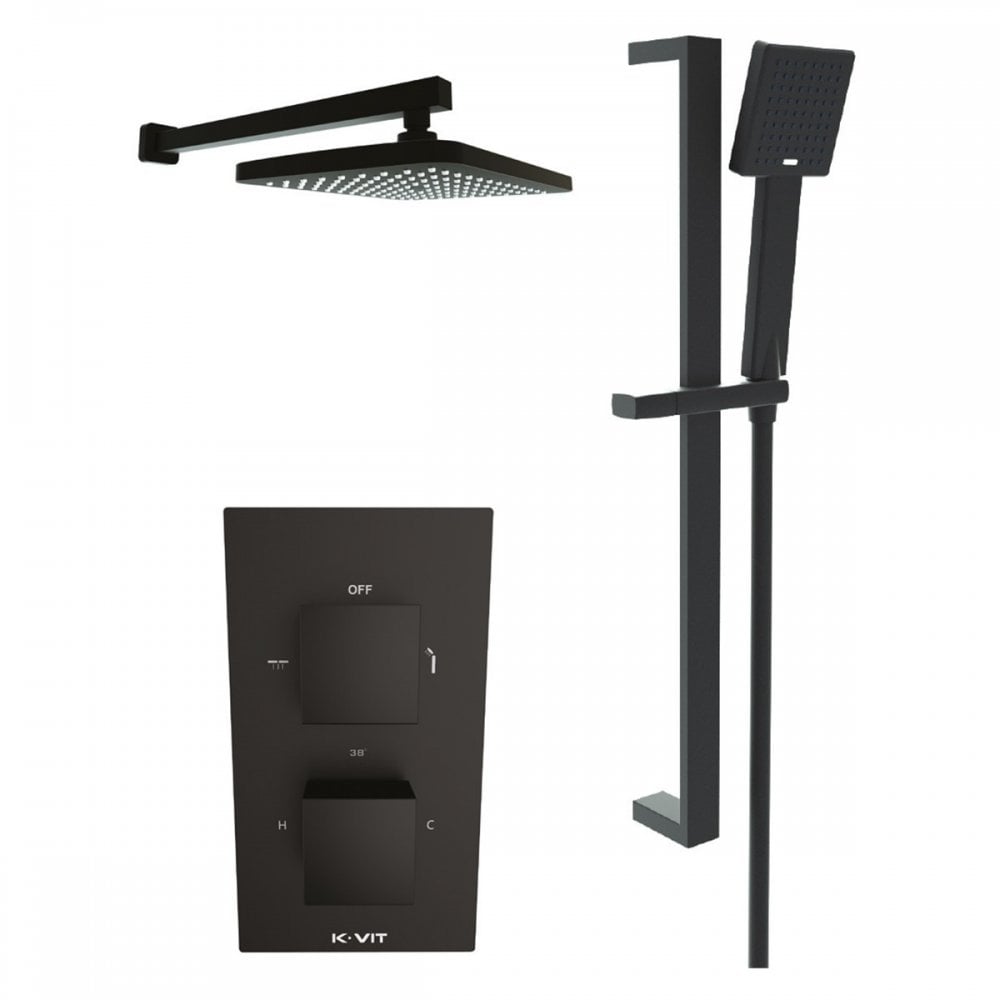 Nero Square Concealed Therm. Shower Valve with diverter Matt Black - SHO049NS - SHO049NS 1