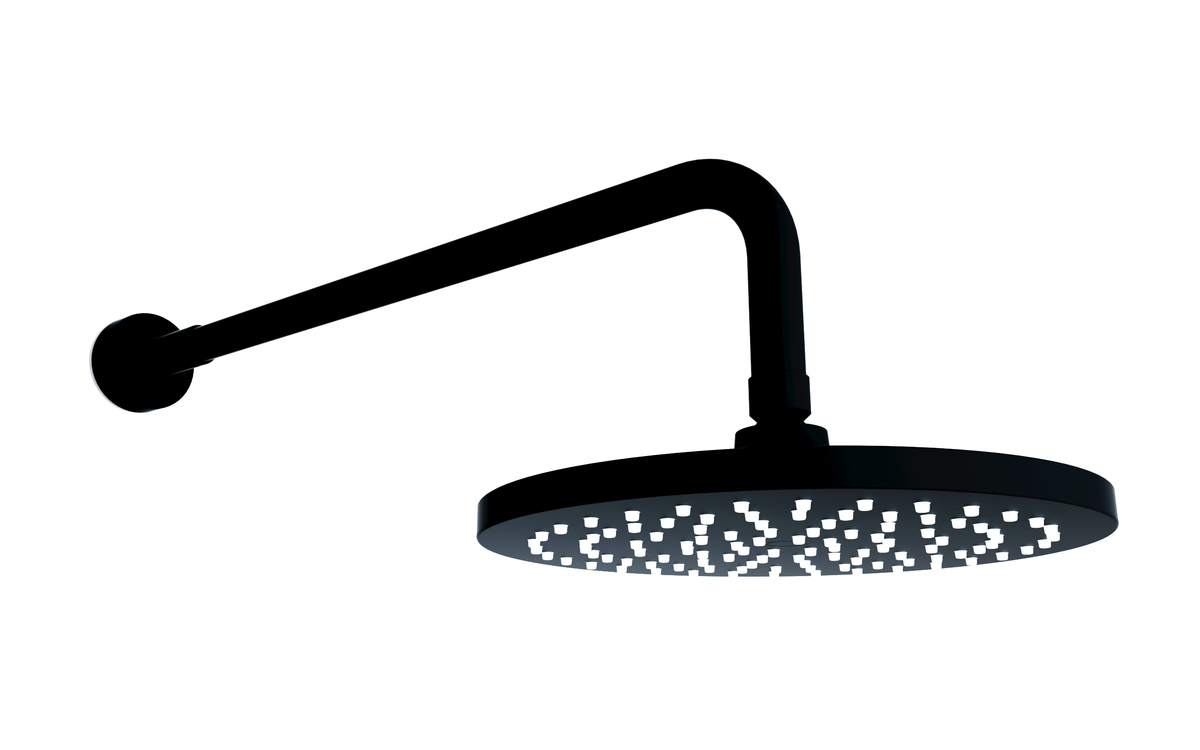 Nero Round Wall Mounted Fixed Head & Arm Matt Black - SHO055NR - SHO055NR 1