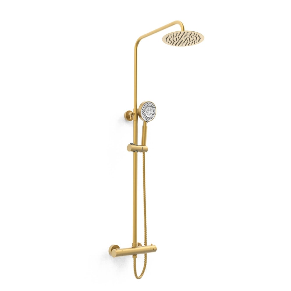 Ottone Therm. Exposed Bar Shower with overhead drencher and sliding handset - SHO140OT - SHO140OT 2